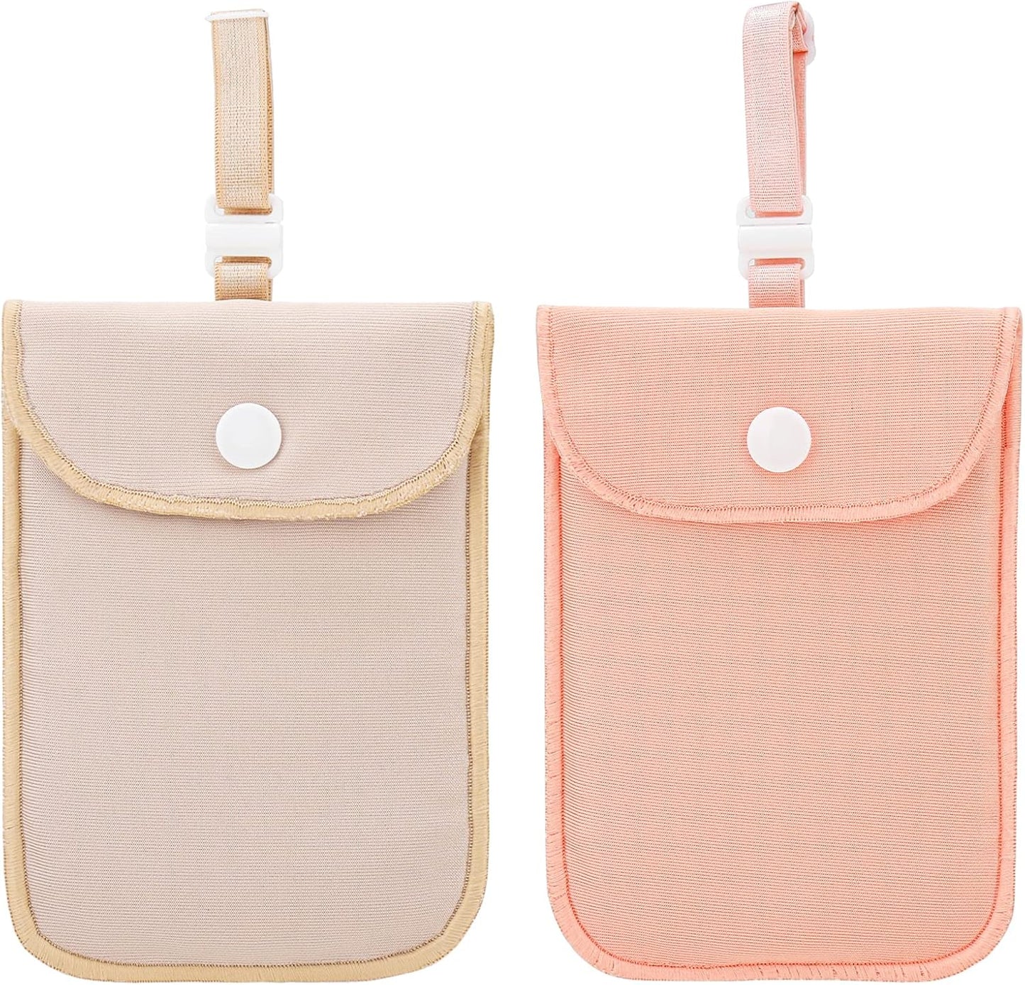 2 Pieces Hidden Bra Wallet, Travel Neck Pouch & Secert Money Pocket for Woman to Keep Valuables Safe for Secure Travel with Adjustable, Elastic Strap (Pink,Fleshcolor)