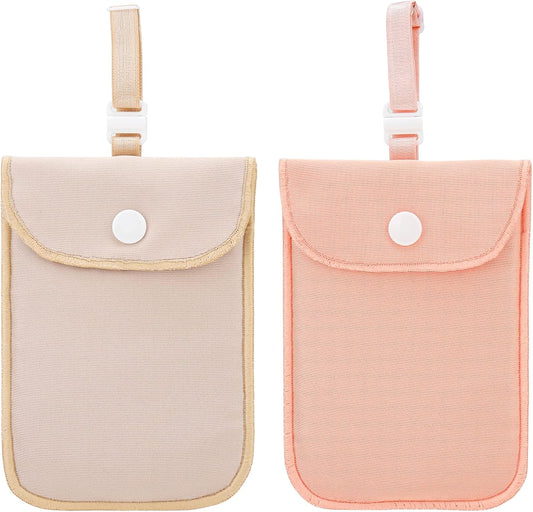 2 Pieces Hidden Bra Wallet, Travel Neck Pouch & Secert Money Pocket for Woman to Keep Valuables Safe for Secure Travel with Adjustable, Elastic Strap (Pink,Fleshcolor)