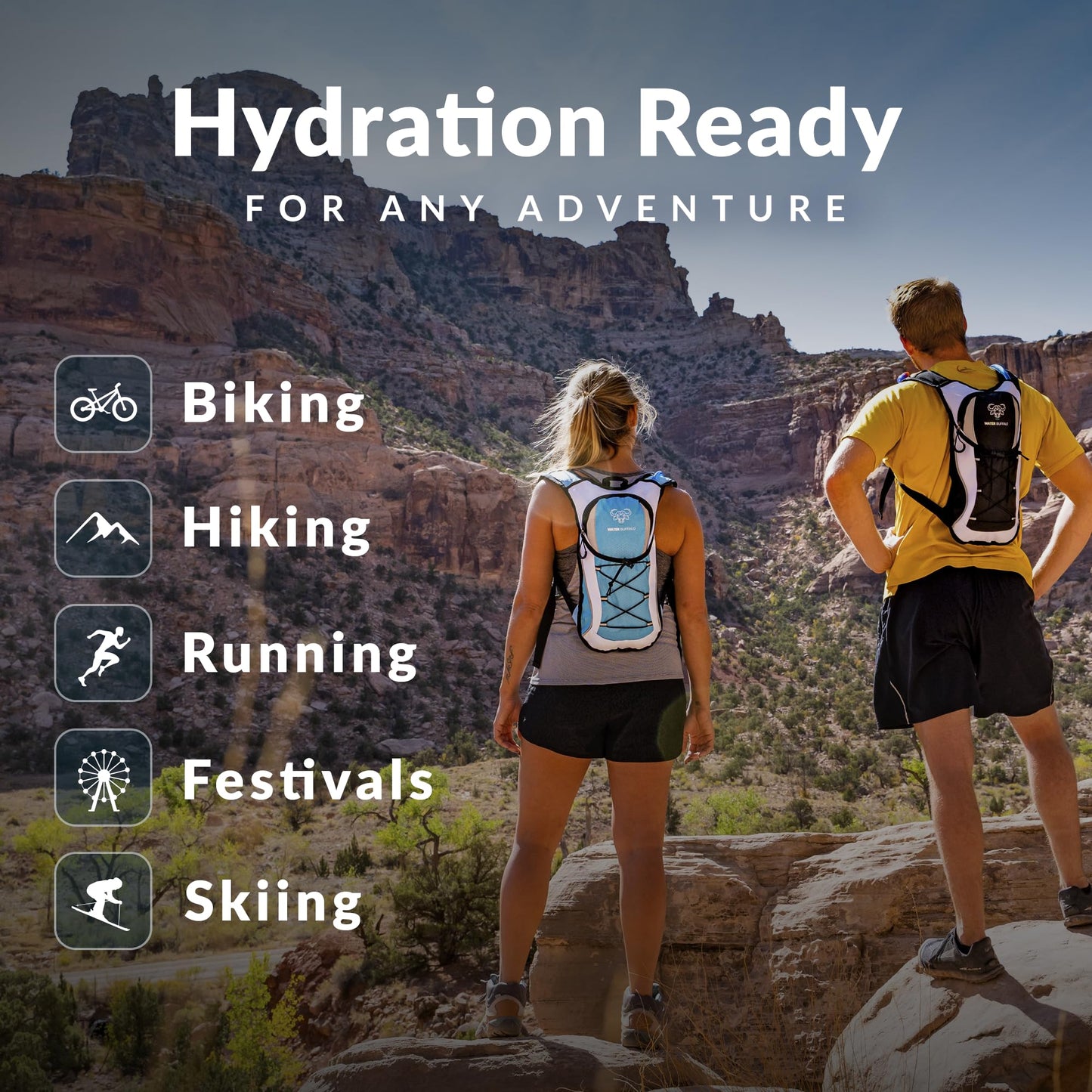 Water Buffalo Road Runner 12L Hydration Backpack, 2L Bladder, Black