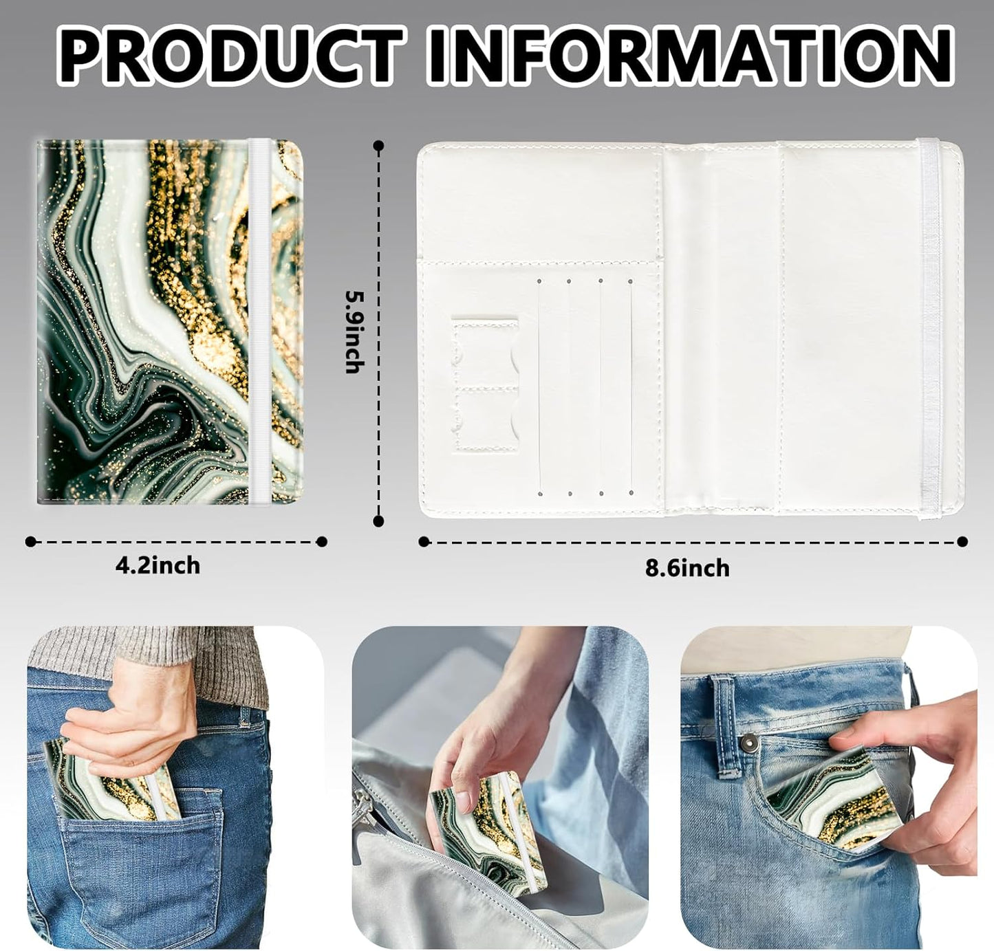 Passport Holder for Travel, Cute Passport Cover for Women Men, Waterproof PU Leather Rfid Blocking Passport Wallet with Credit Card Case for Travel Family, Boys Girls Travel Essentials