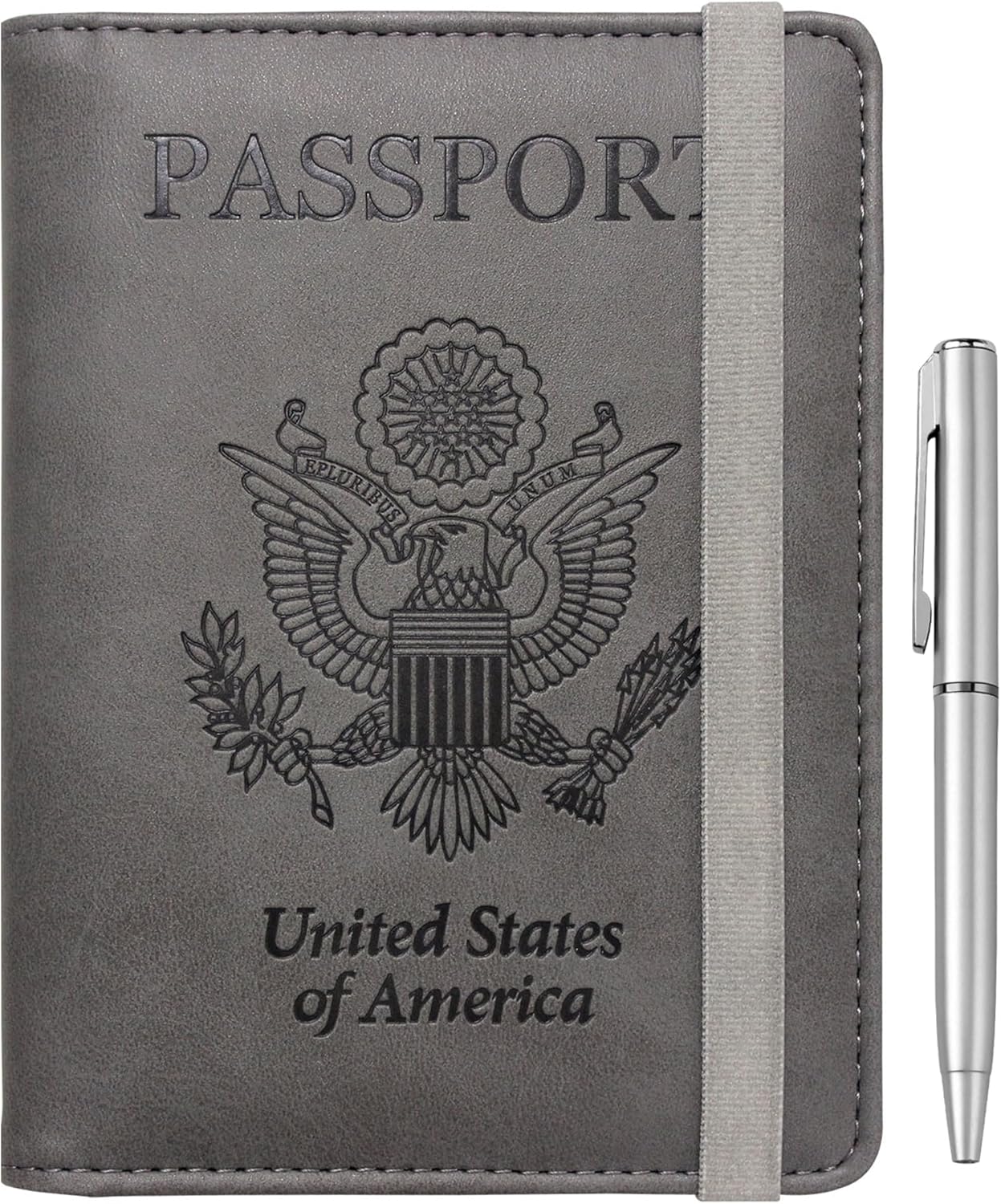 WALNEW Passport Holder for Travel, RFID Passport Cover Wallet for Women Men, PU Leather Passport Book Card Holder Case with Pen, Travelling Essentials for Flying