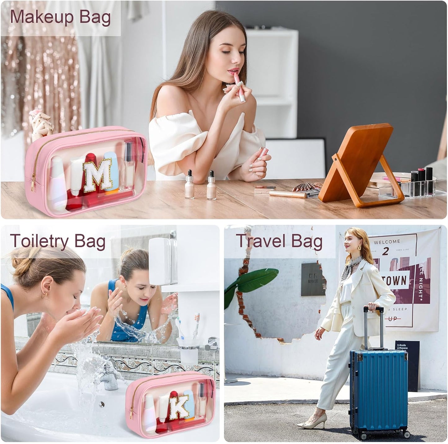 YOOLIFE Graduation Teacher Gifts Travel Toiletry Bag, Clear Makeup Bag Preppy Cosmetic Bags