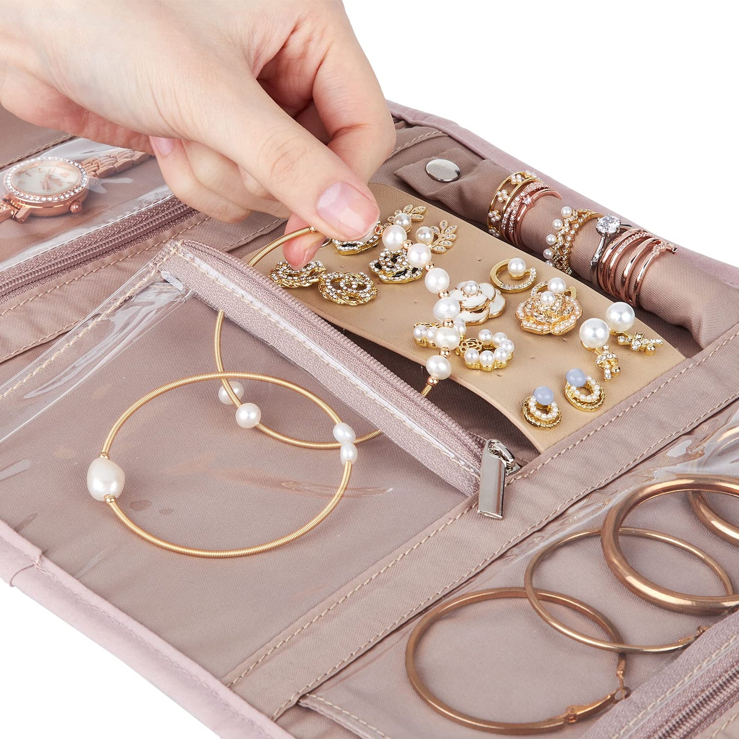 BELALIFE Travel Jewelry Case, Jewelry Organizer Roll for Accessories