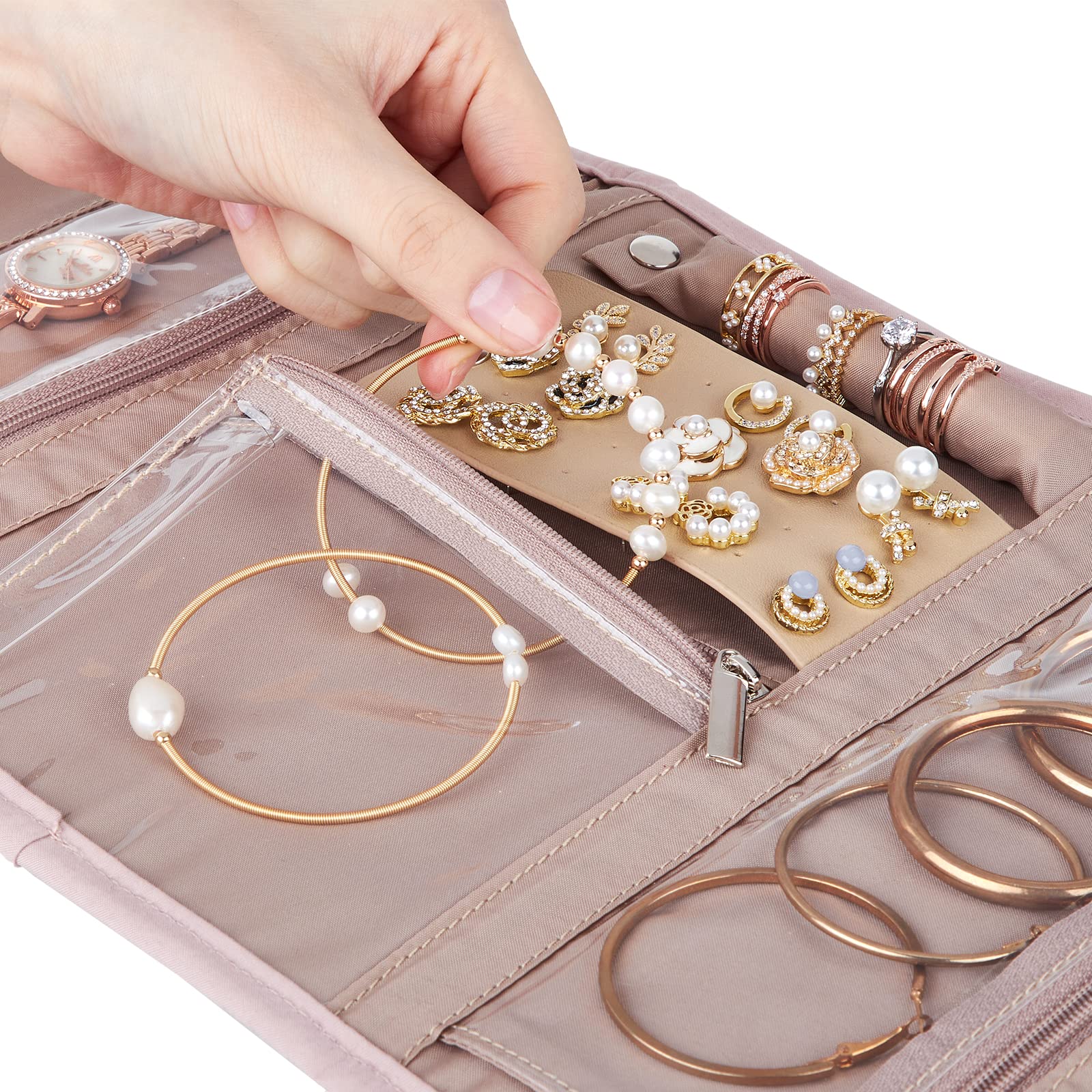BELALIFE Travel Jewelry Case, Jewelry Organizer Roll for Accessories