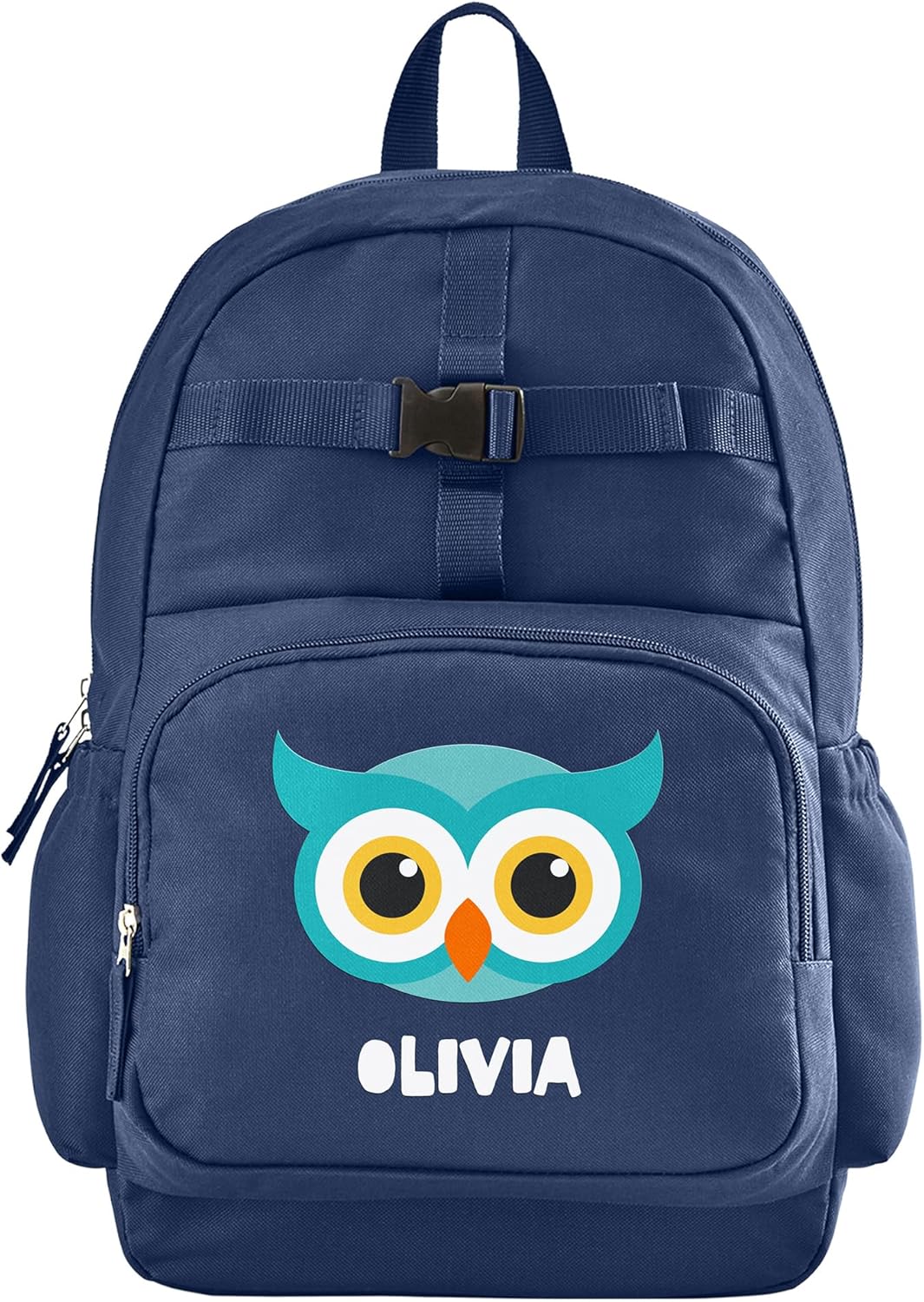 Let's Make Memories Personalized Kids Backpack - Backpack for School - For Animal Lovers - Back to School - Bookbag - Matching Lunchbox/Water Bottle Sold Separately - Navy - Owl