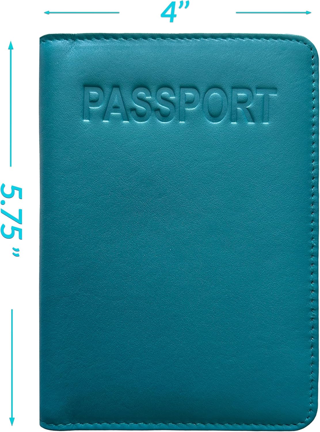 Teal Basic Genuine Leather RFID Passport Cover