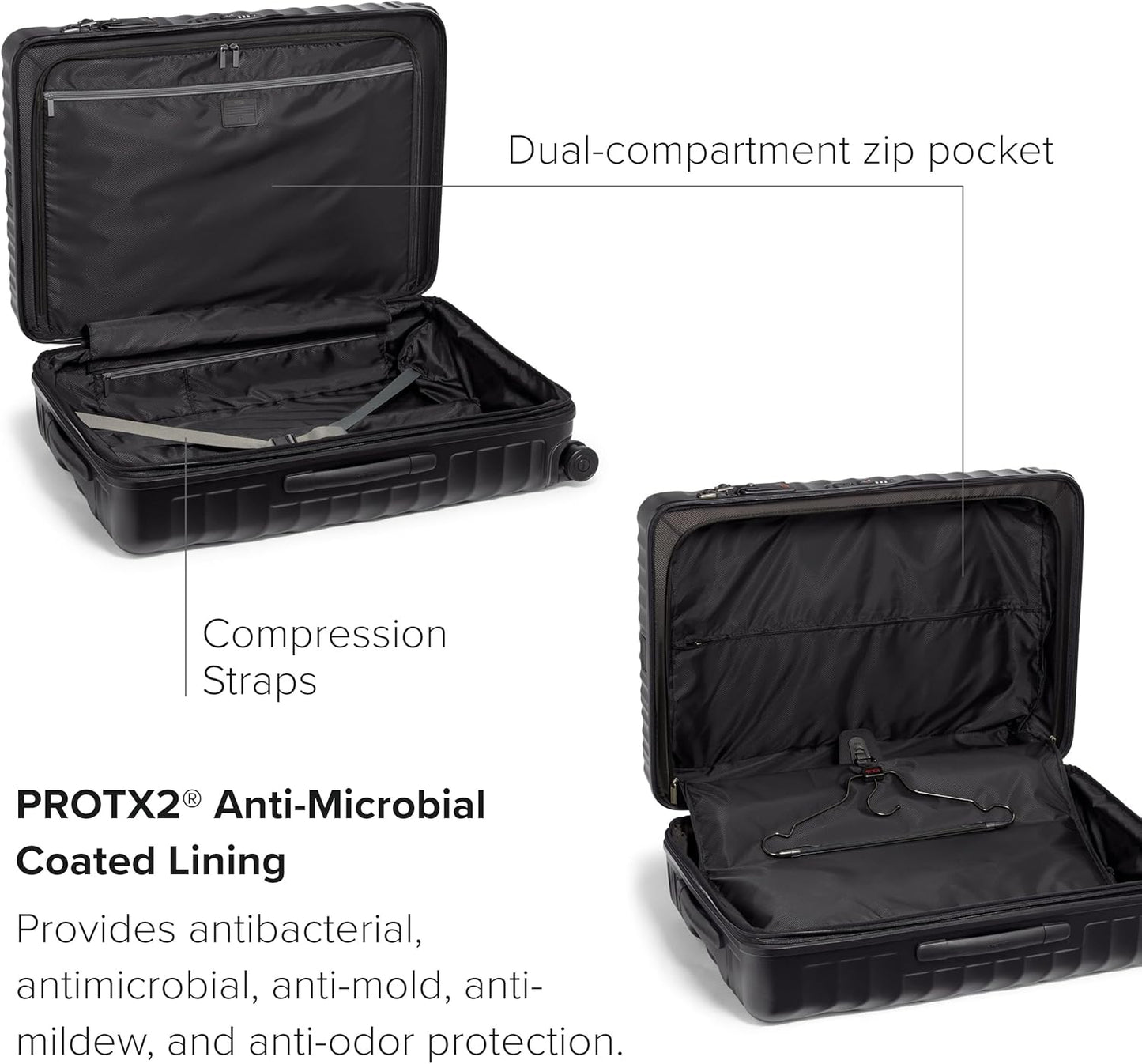 TUMI - 19 Degree Extended Trip Expandable 4 Wheel Packing Case - Durable Hard Shell Zipper Expansion Checked Bag - Suitcase - Matte Black