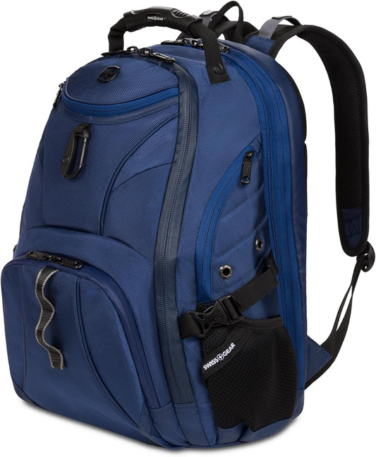 SwissGear 1900 ScanSmart 17” Laptop Backpack Navy Ballistic – Reflective Tech Backpack with ScanSmart Compartment – Multiple Organizer Pockets & RFID Scan Blocking Technology