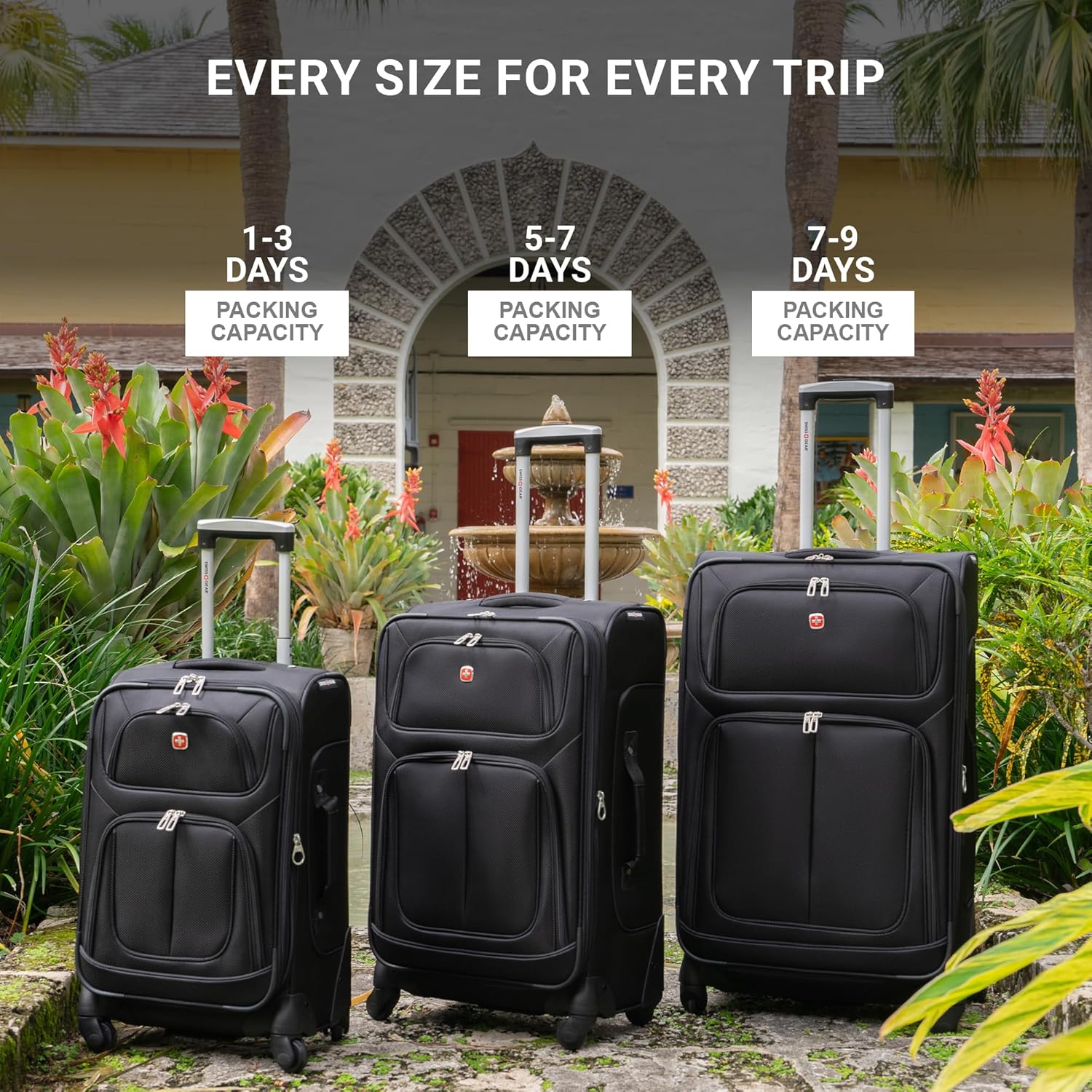 SwissGear Sion Softside Expandable Luggage, Pewter, Checked-Medium 25-Inch