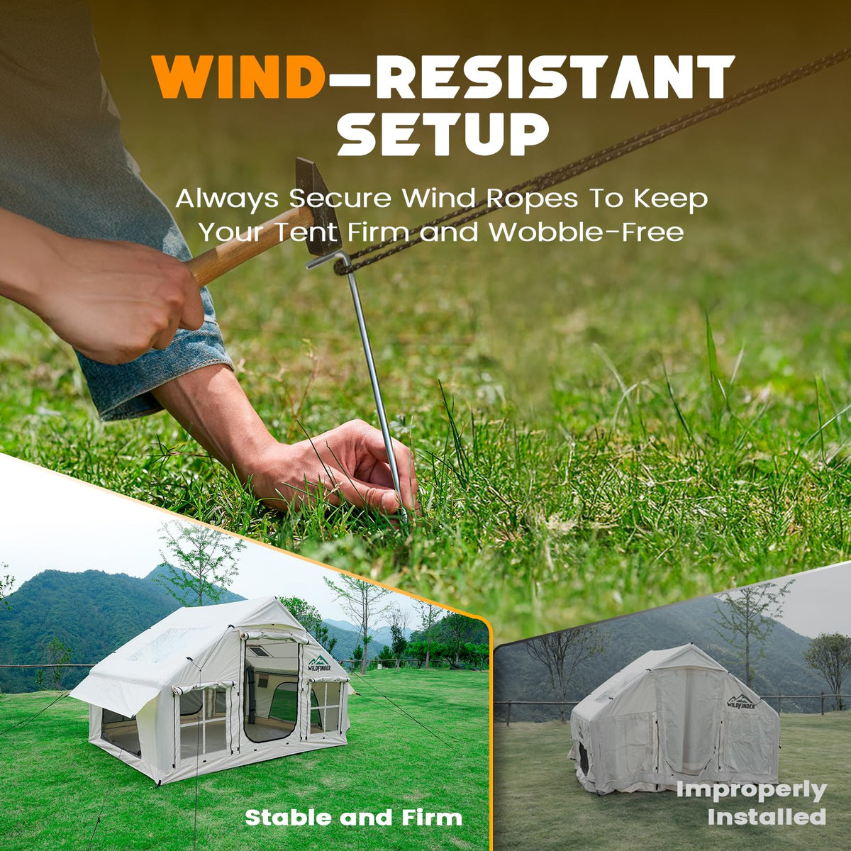Inflatable Tent with Skylight & Stove Jack,Blow Up Tents, Hot Tent