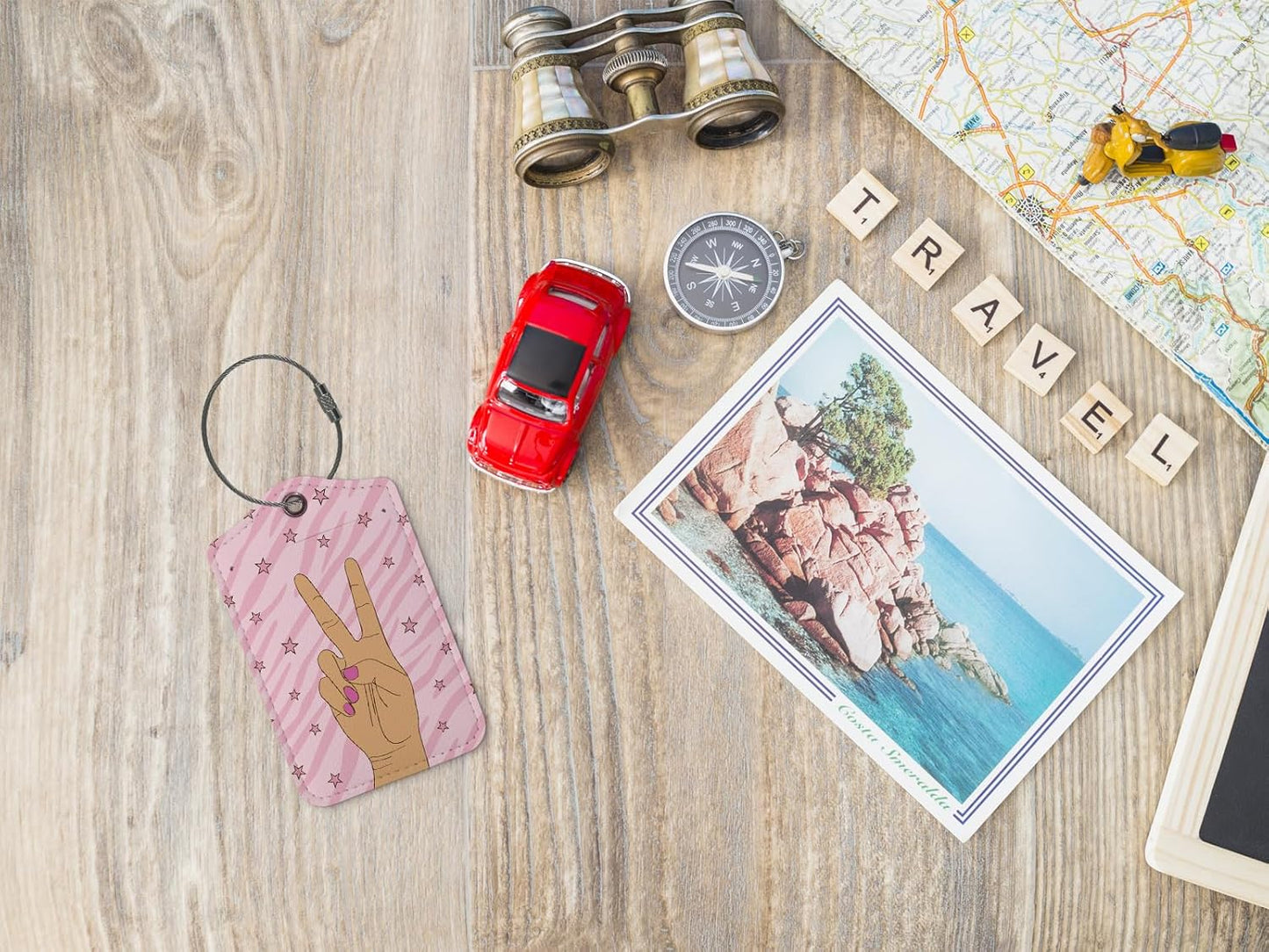 Pink Preppy Luggage Tags for Suitcases,Trendy 2 Pack Travel Suitcase Tags,Aesthetic Funky Traveling Accessories,Baggage Tag Label with Steel Loop,Teen Girl Gifts