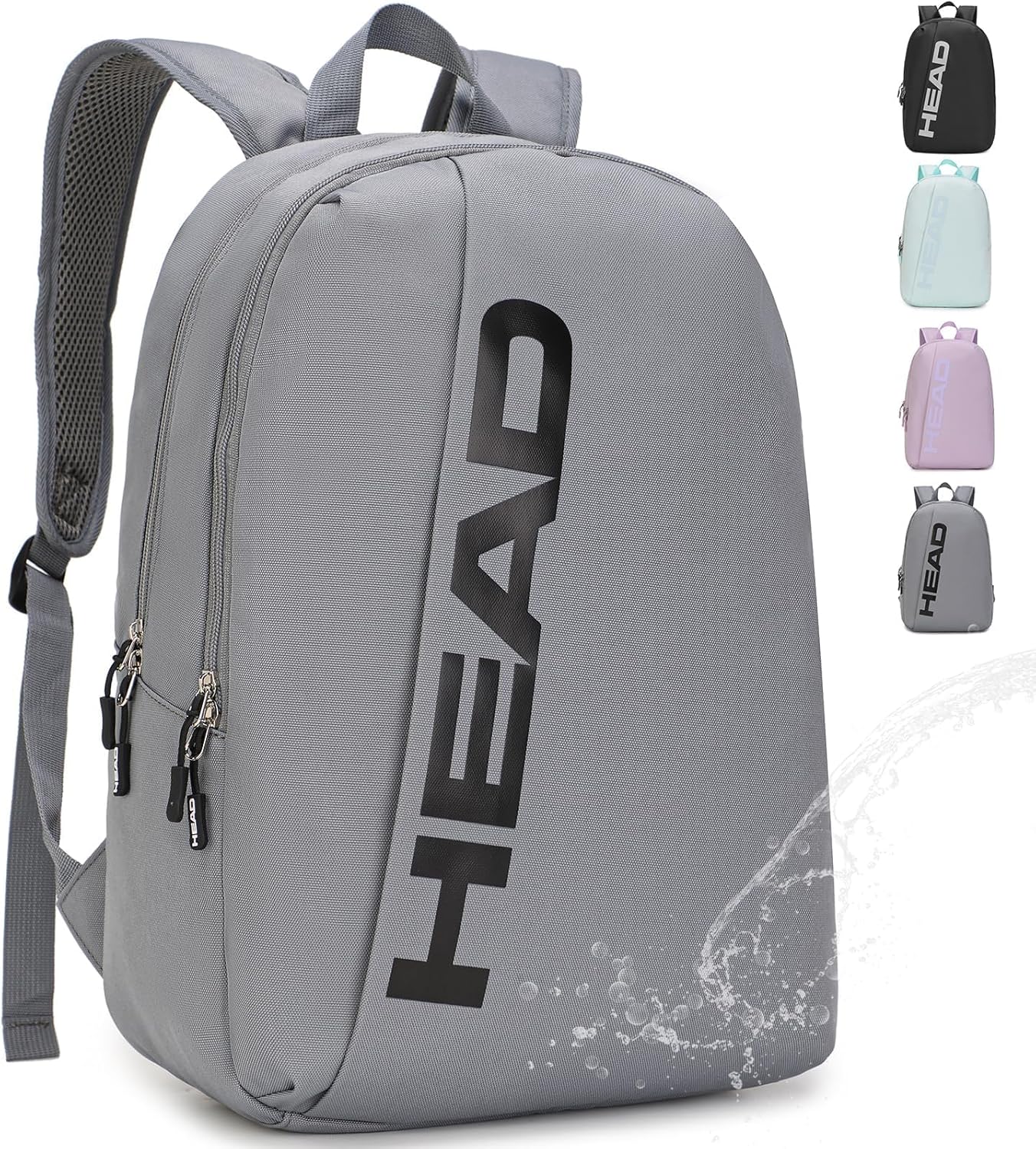HEAD Waterproof Sports Gym Backpack for Women & Men, Large Casual Daypack Travel Backpacks for College/Weekender Overnight/Work/Fitness, 15.6 inch Laptop Backpack Lightweight Computer Bag Notebook Bag