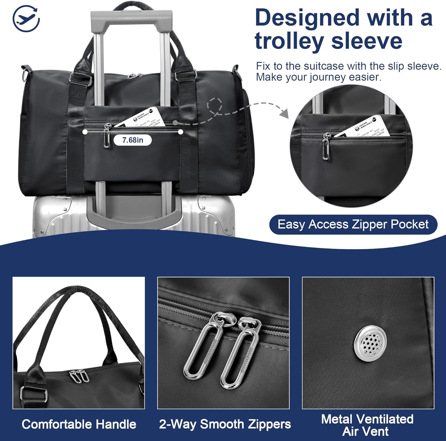 FIORETTO Womens Gym Tote Duffle Bag with Toiletry Bag, Sports Duffel Overnight Hospital Workout