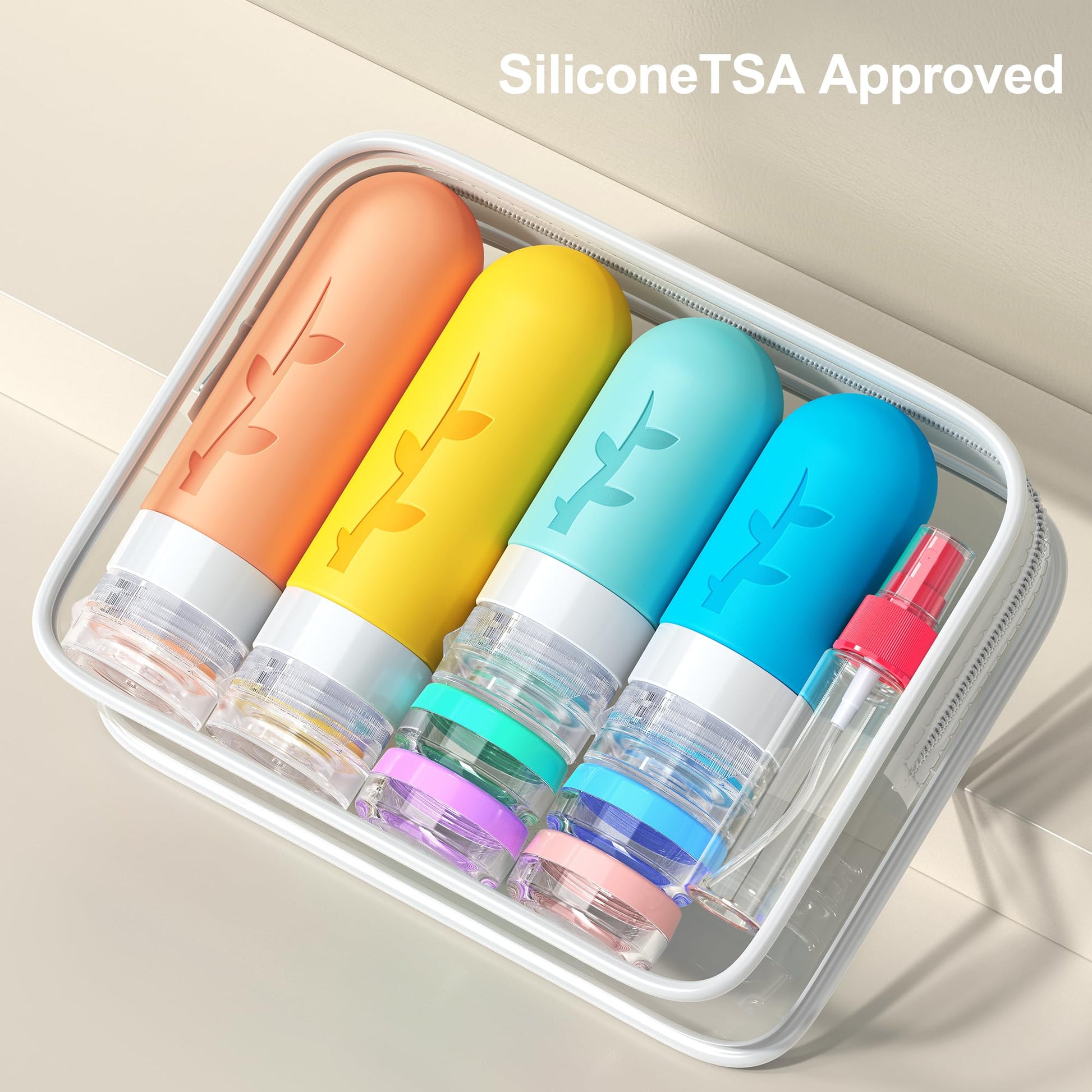 18pack Travel Bottles for Toiletries:Silicone TSA Approved-Containers for Toiletries,Leak Proof