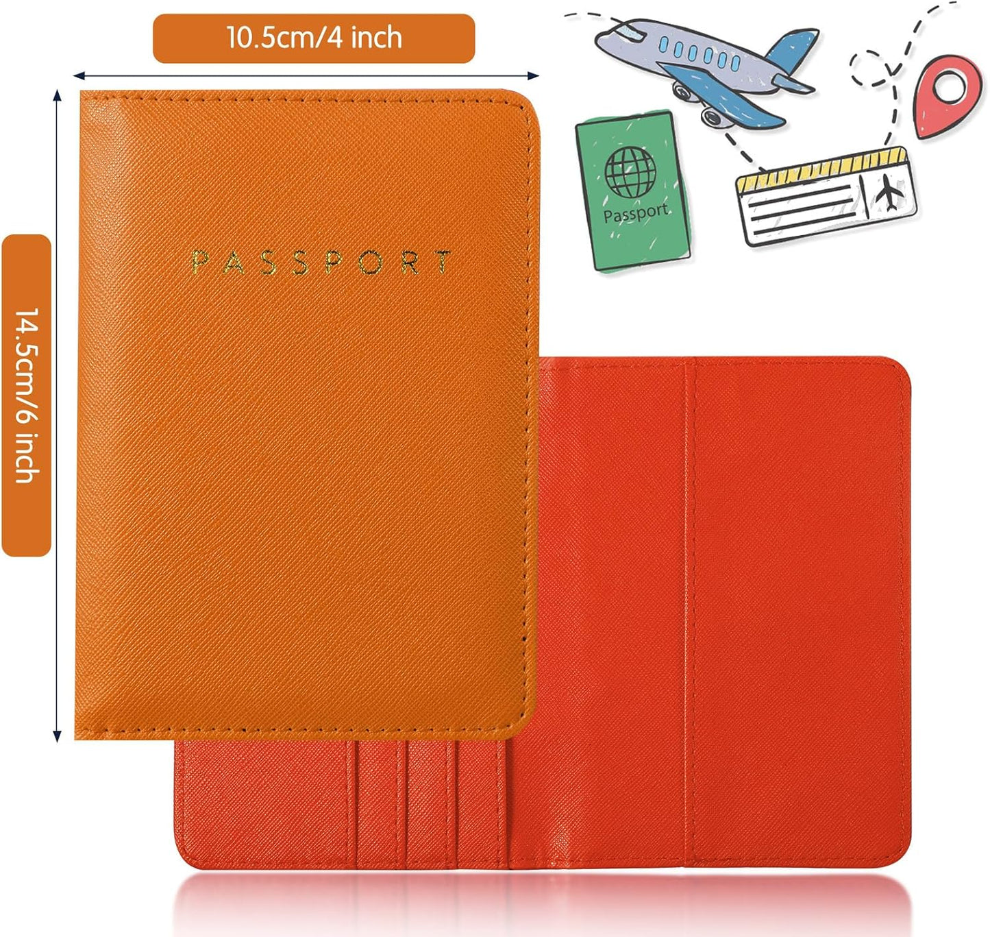 Frienda 2 Pieces Bridal Passport Covers Holder Waterproof Leather Holder Covers Travel Wallet Passport Case for Women and Men