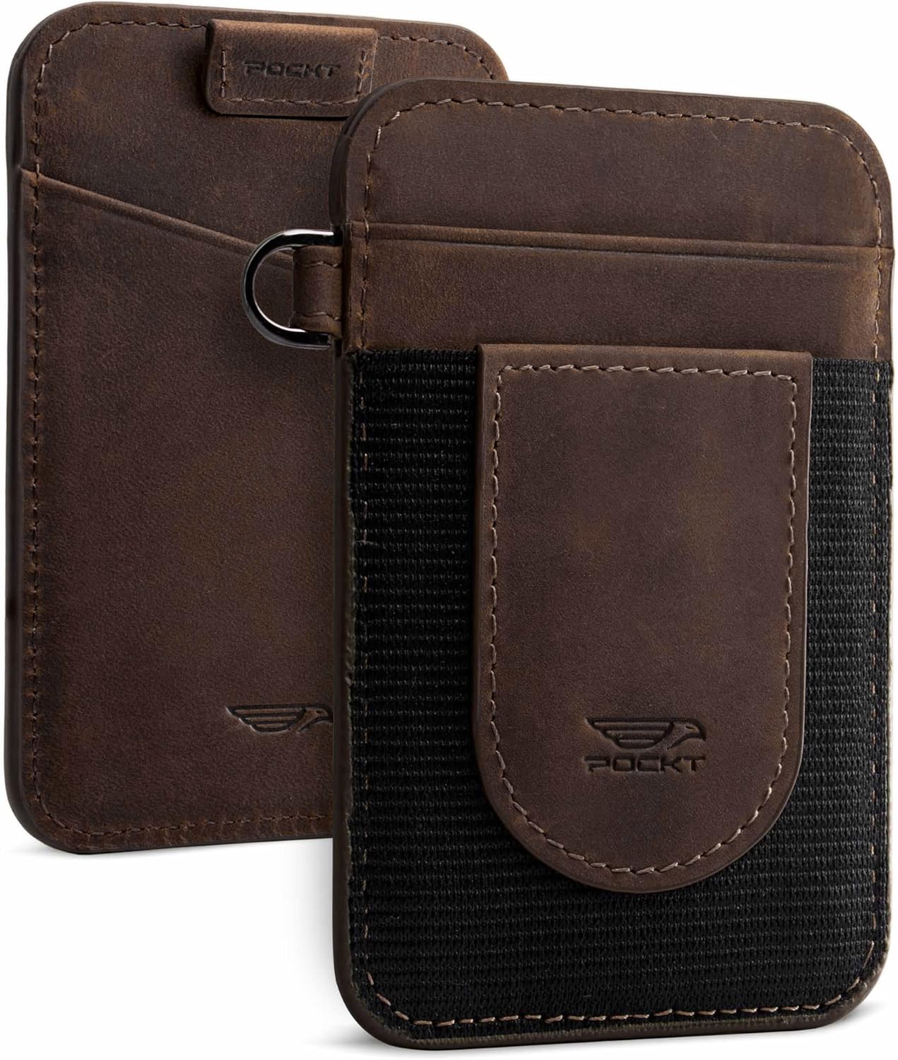 POCKT Card Holder Wallet For Men and Women - Slim Minimalist Front Pocket Wallet Elastic Credit Card Holder Genuine Leather RFID Blocking Card Case Wallets