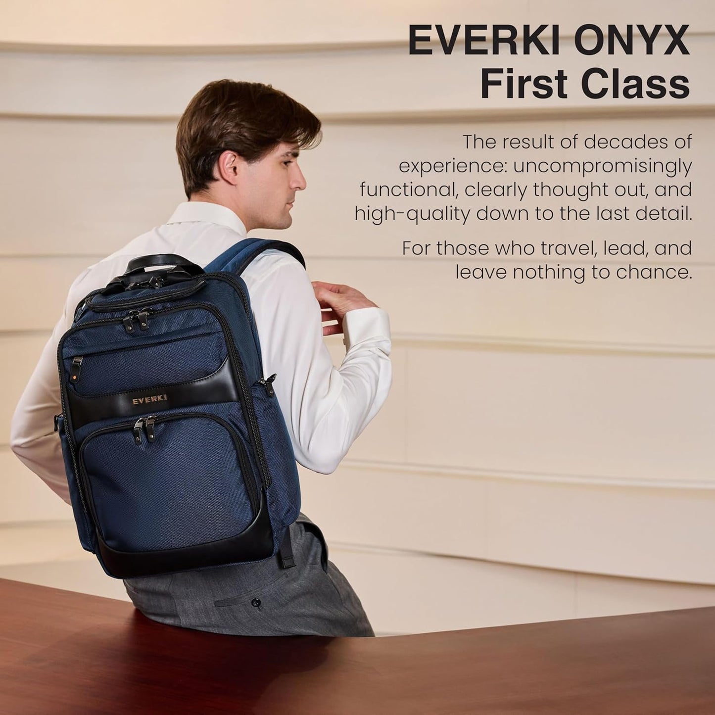 EVERKI Onyx Premium Business Executive Laptop Backpack - Ballistic Nylon and Leather Office