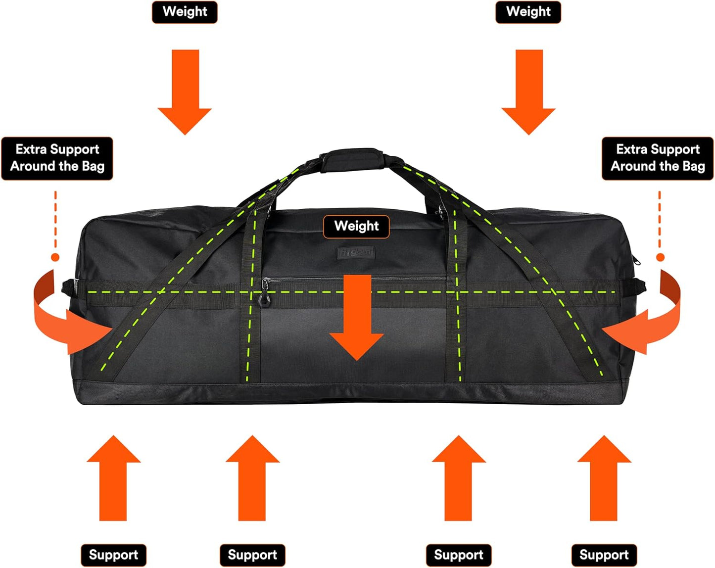 Fitdom 123L 42" Heavy Duty Extra Large Duffle with Upgrade Zipper, Durable & Water Resistant.