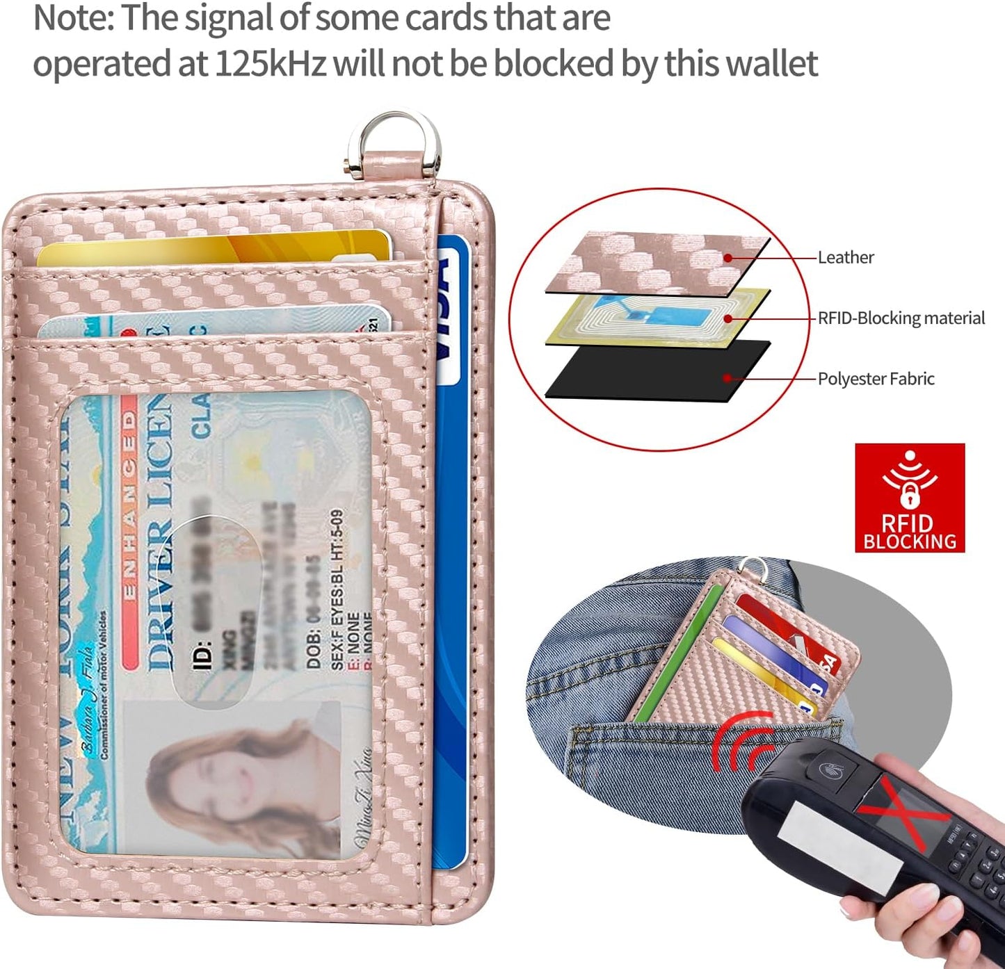 EcoVision Slim Minimalist Front Pocket Wallet, RFID Blocking Credit Card Holder Wallet with Detachable D-Shackle for Men Women