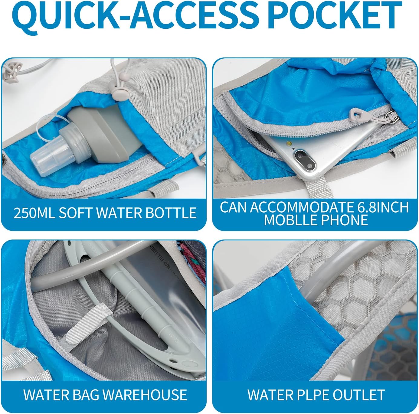Hydration Pack Backpack, Lightweight Water Backpack with 2L Leakproof Hydration Bladder Daypack for