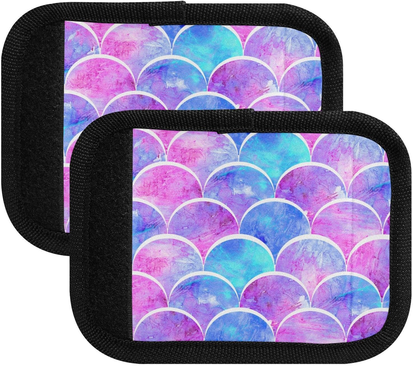 Mermaid Scales 4 Pack Luggage Handle Wraps Covers for Suitcase Identifiers Bag Tags Travel Accessories