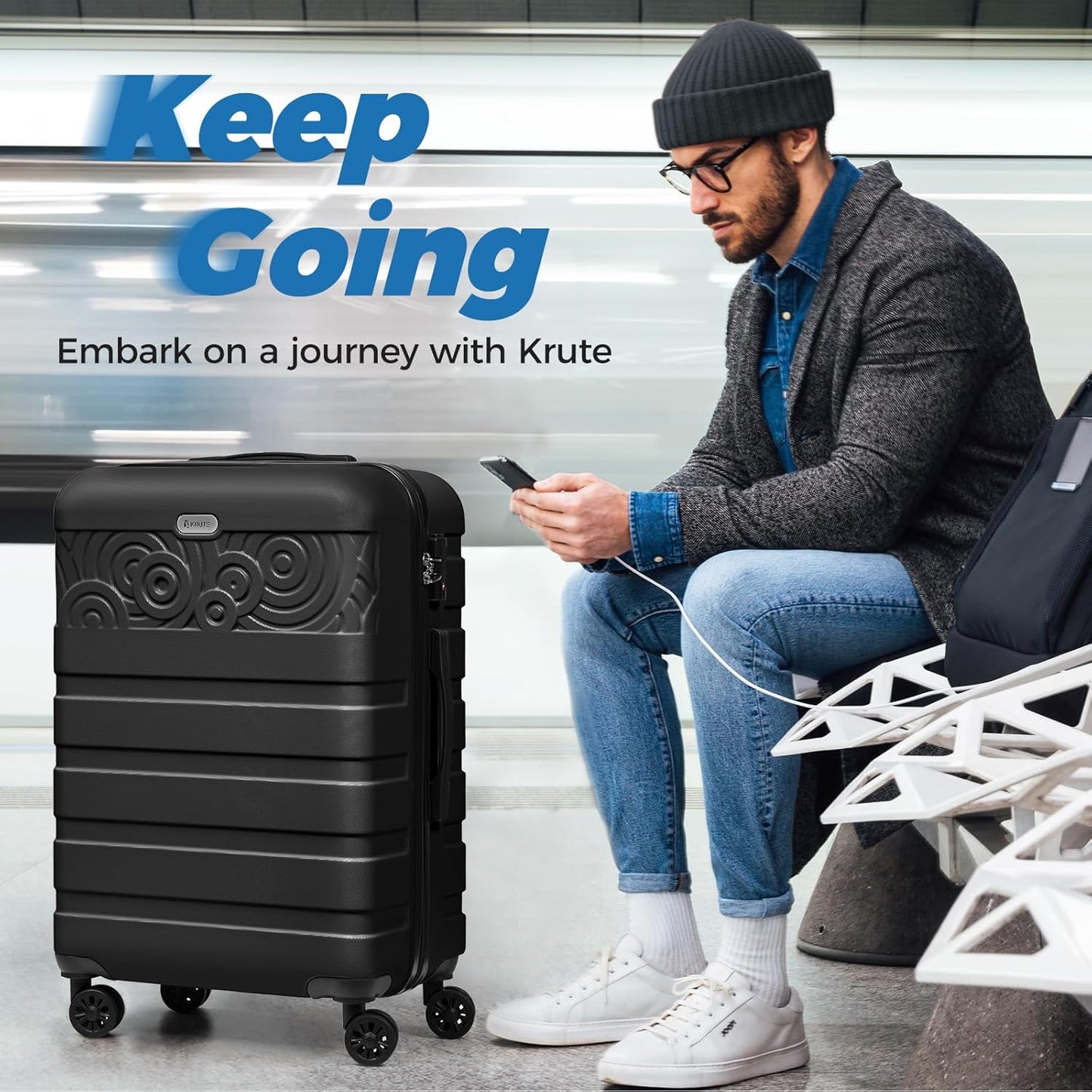 Krute Luggage 28 Inch Suitcase With Spinner Wheels Large Suitcases Lightweight Hard Shell PC ABS TSA Lock Checked Luggages