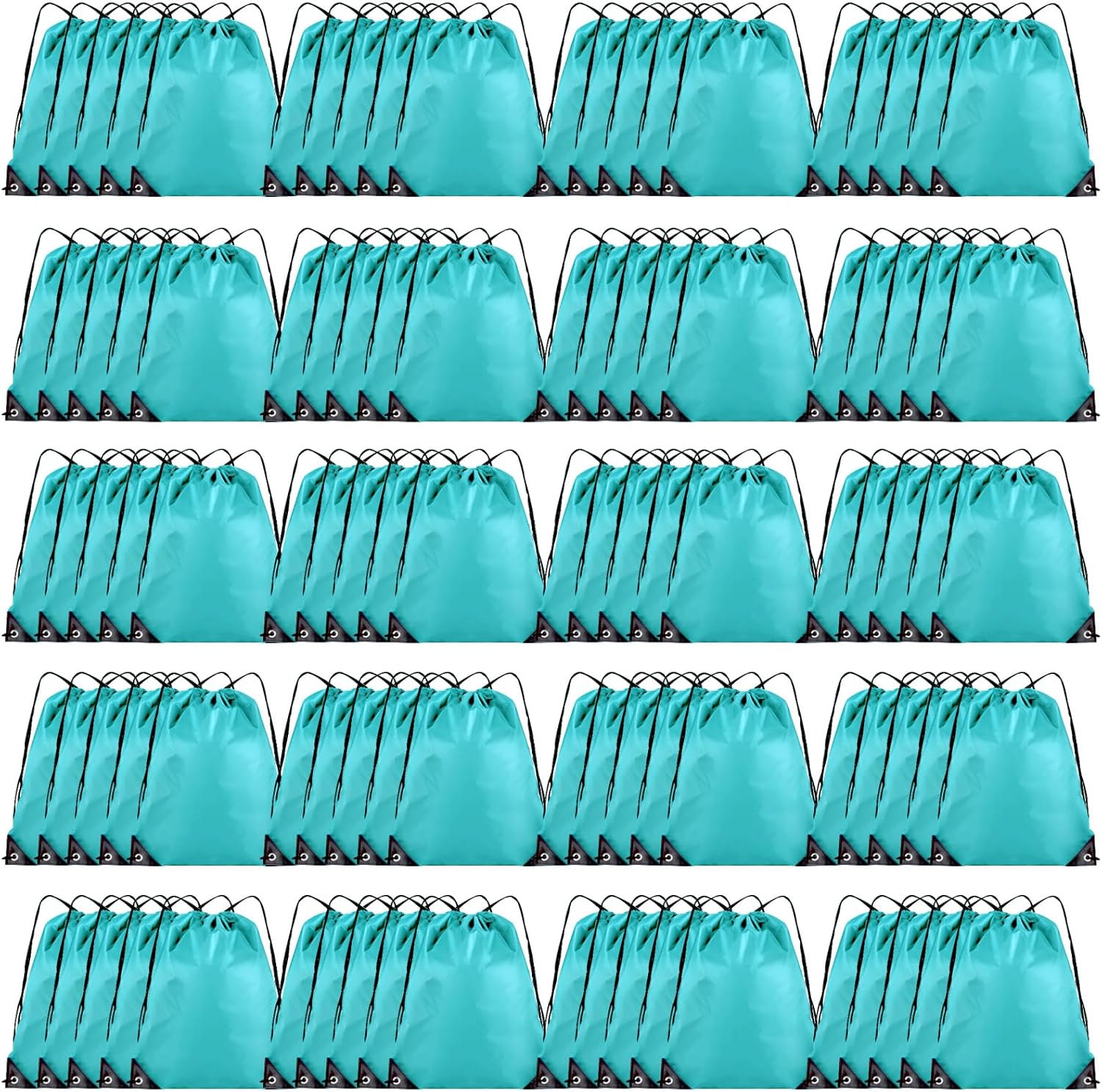 100 Pieces Drawstring Backpack Bulk Cinch Sackpack Ployster Drawstring Bags for Gym Party Trip(Aqua)
