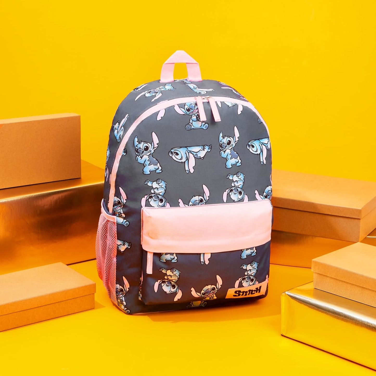 Disney Stitch Backpack for Girls Teens School Bag Kids Book Bag School Supplies Gifts (Navy/Pink)