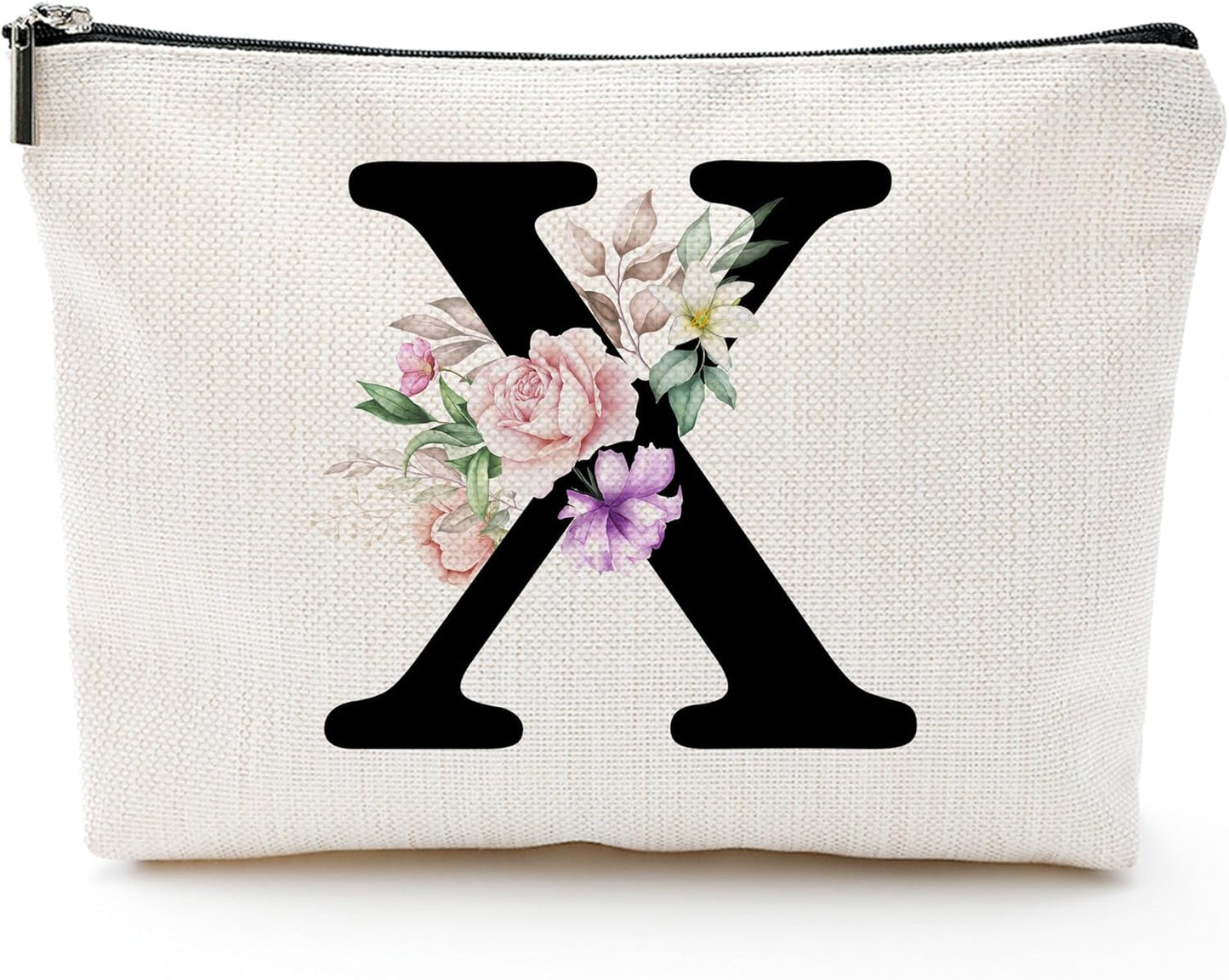 Personalized Letter X Makeup Bag for Women, Birthday Gifts for Mom, Small Zipper Pouch for Purse, Christmas Bridesmaid Friendship Gifts for Sister Daughter, Girls Weekend Gifts for Women-A24