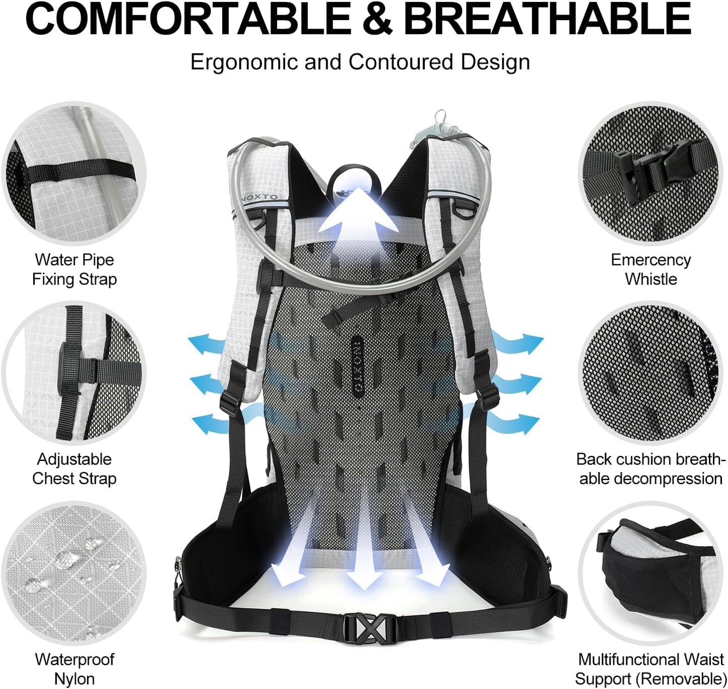 Hydration Backpack, 25L Hiking Backpack with 3L Water Bladder and Rain Cover, Hiking Water Backpack