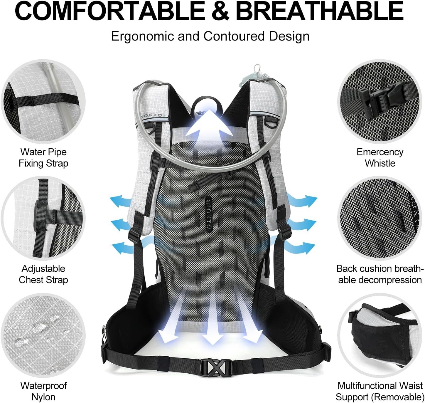 Hydration Backpack, 25L Hiking Backpack with 3L Water Bladder and Rain Cover, Hiking Water Backpack
