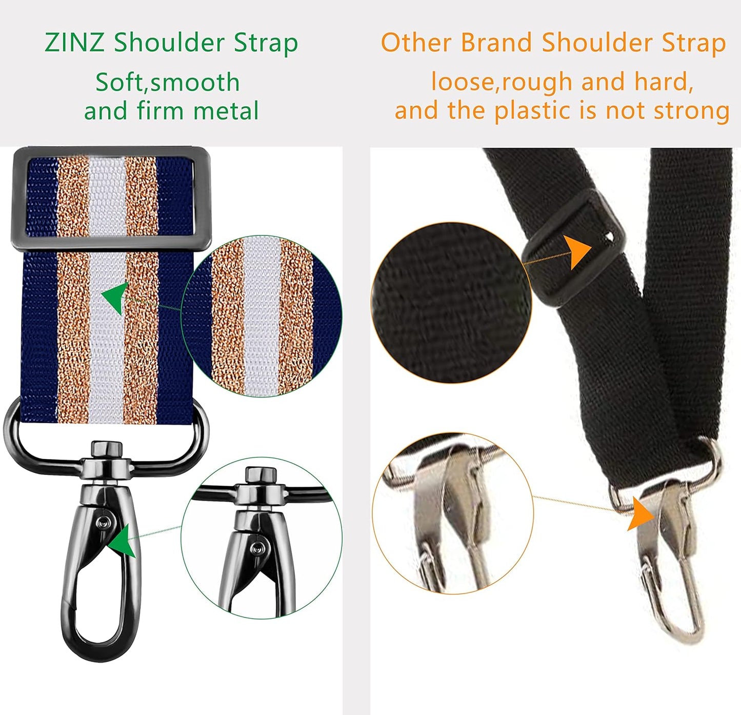 ZINZ Shoulder Strap 58" Ultra-Thick Fixed Padded and Adjustable Buckles Crossbody Strap for Briefcase Laptop Bag Luggage
