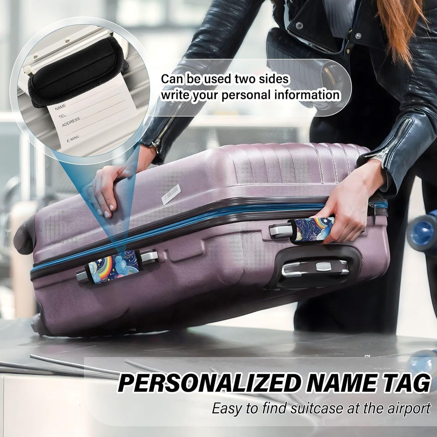Rainbows Clouds Colorful 2 Pack Luggage Handle Wraps Covers for Suitcase Identifiers Bag Tags