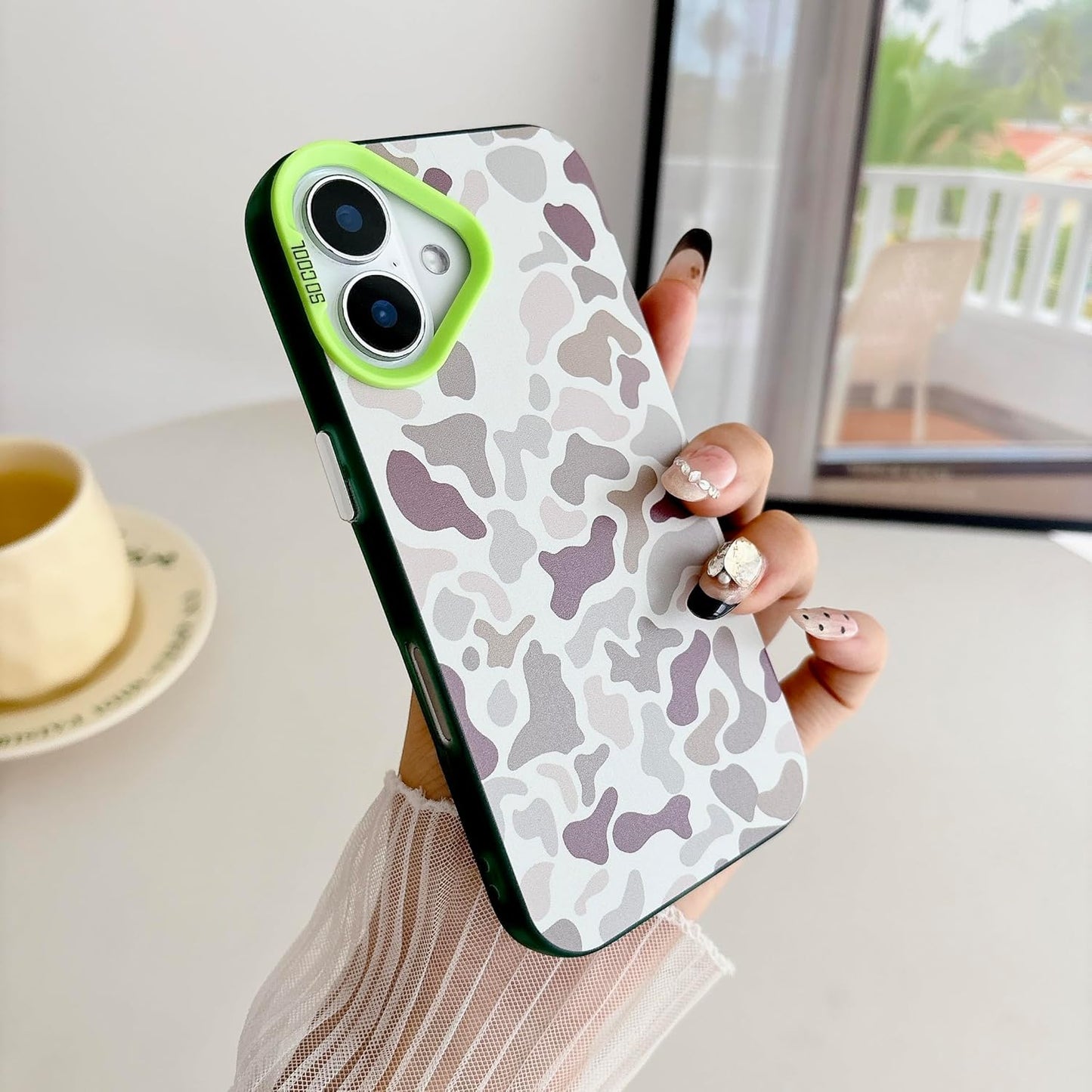 for iPhone 16 Case, Vintage Camo Pattern Design for Men Boys Teens, Cool Camouflage Shockproof Protective Cover for Girls Women - Green