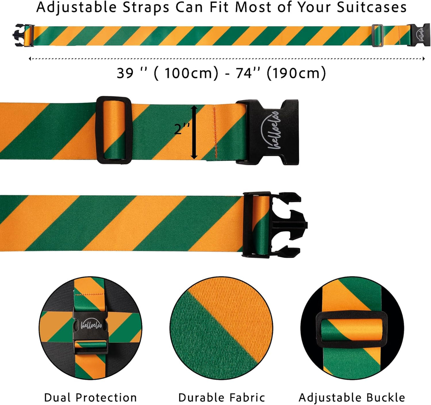Adjustable Luggage Straps for Secure Travel,TSA Approved Heavy Duty Suitcase Belts with Quick-Release Buckle,Durable Travel Straps for Luggage Protection and Easy Identification 3 Pack (Orange Green)