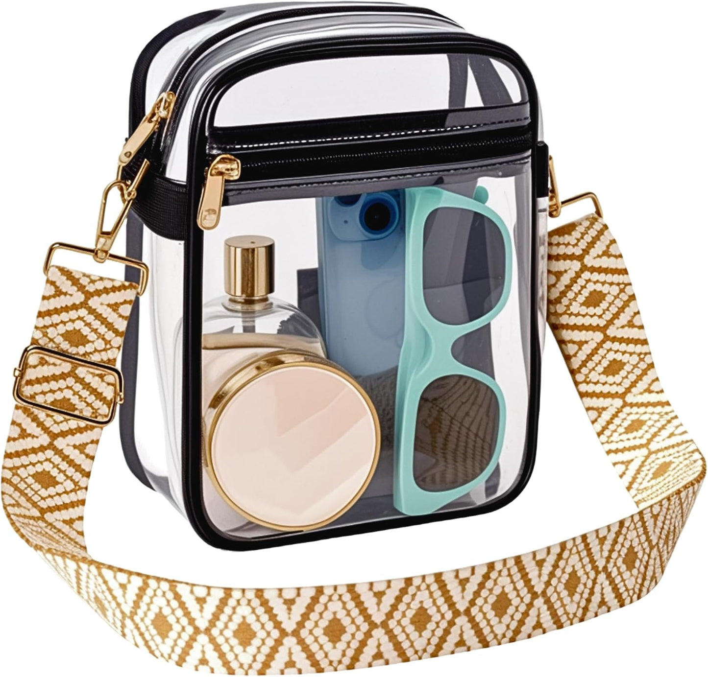 Clear Bag for Stadium Events, Clear Purse with Removable Strap, Messenger Bag for Concert Work Sports and Fetivals