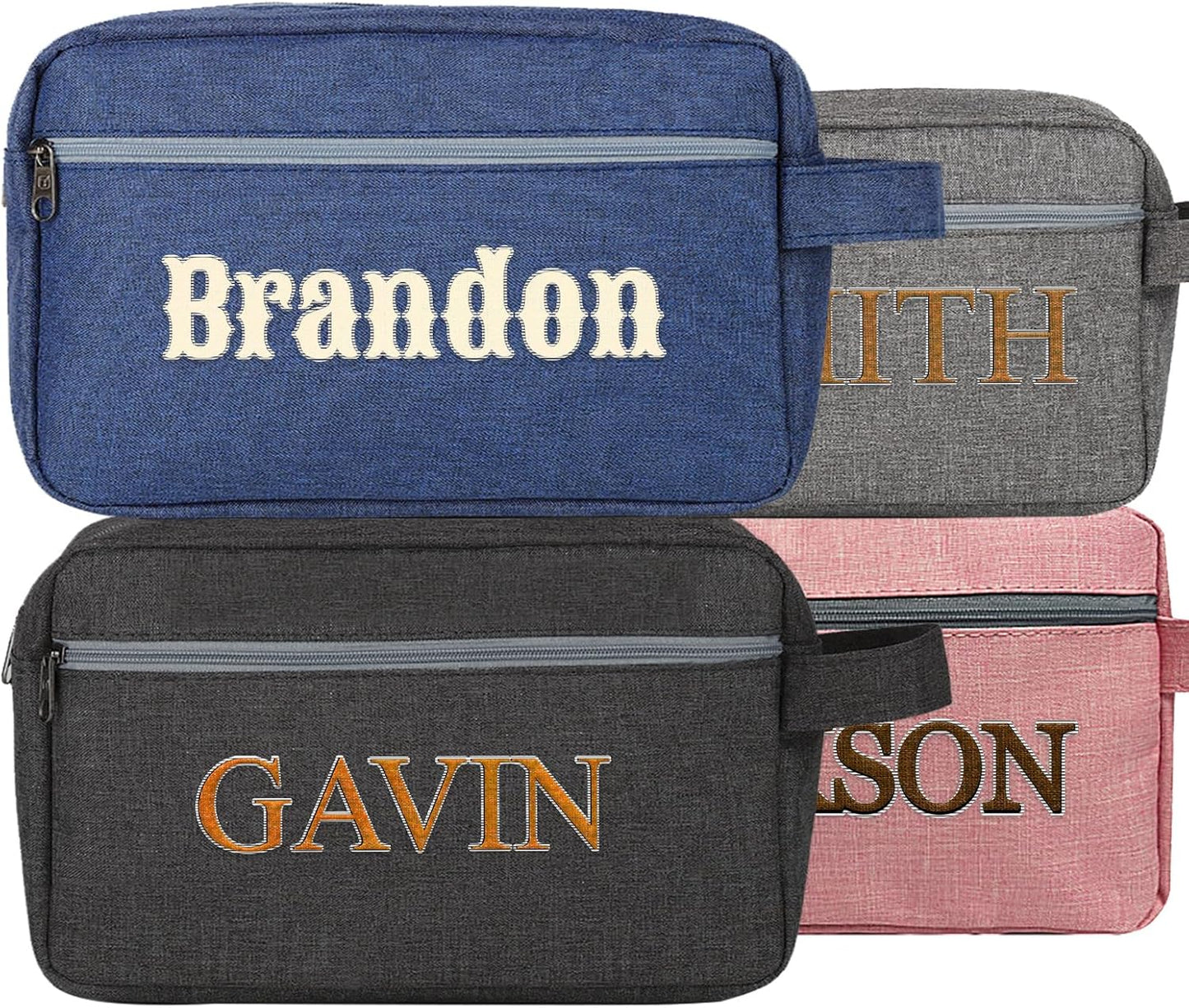 Personalized Toiletry Bag for Men Embroidered Name,Custom Canvas Travel Shaving Dopp Kit Bag,Customized Gift for Father,Husband, Boyfriend,Groomsmen,Anniversary,Birthday
