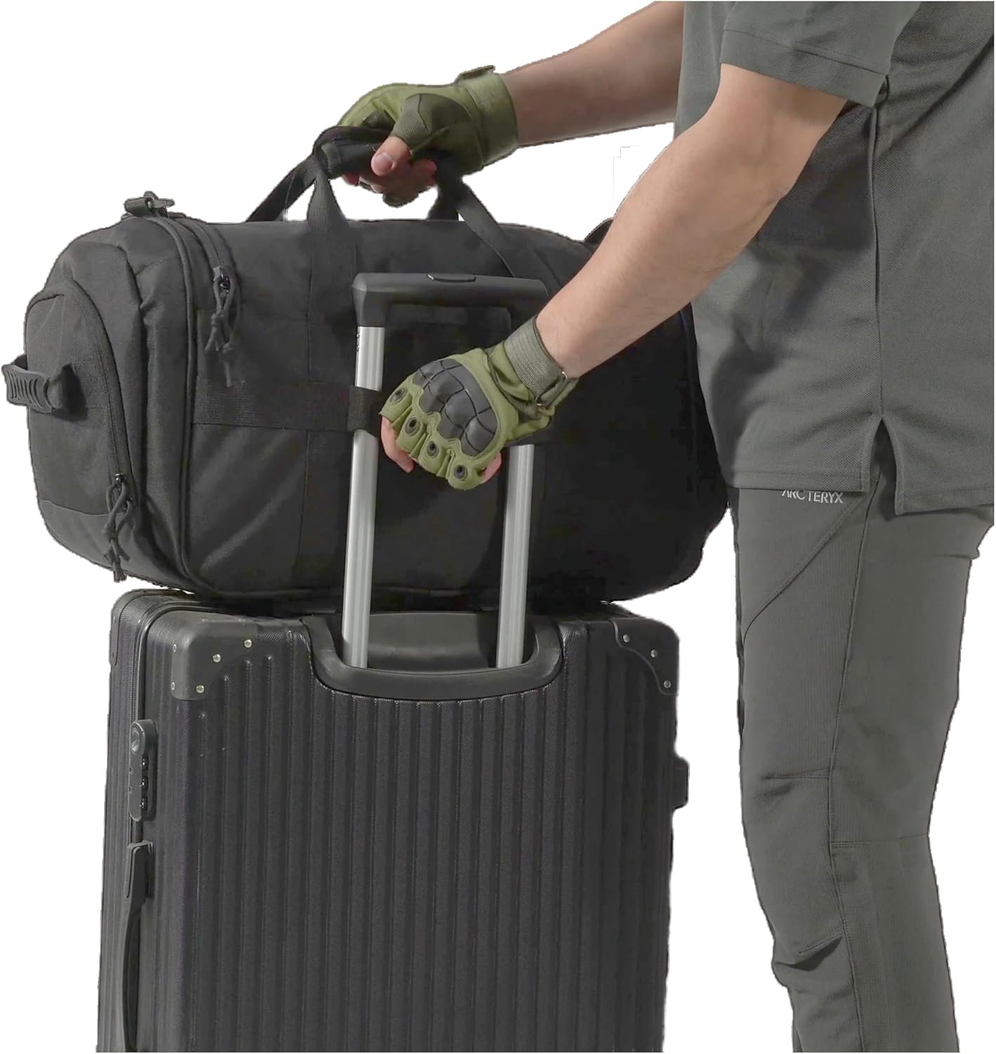 APRlLBAY 43L Large Capacity Military Duffel Bag - Tactical Gym Bag/Weekender for Men & Women (Jet Black)