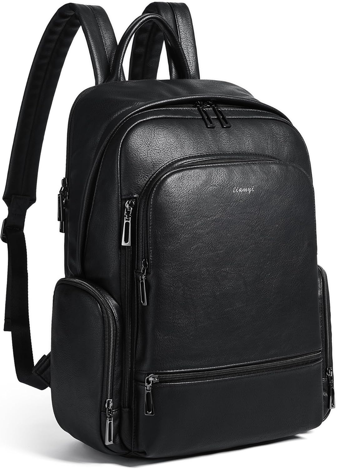 Computer Backpack for Women Soft Leather Back pack with 15.6 inch Laptop Compartment, Designer Ladies Travel Backpack, Black
