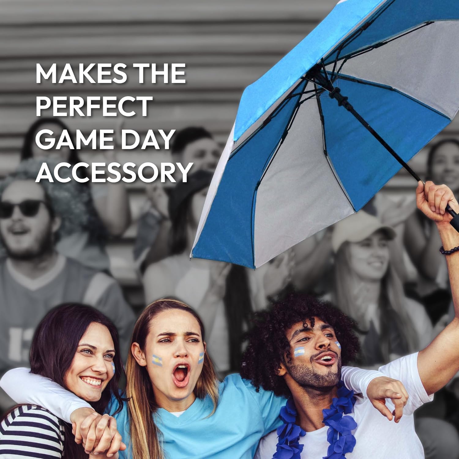 Topsy Turvy Compact Umbrella for Sports Games, Travel, Rain, UV Protection, & Everyday Use, Team