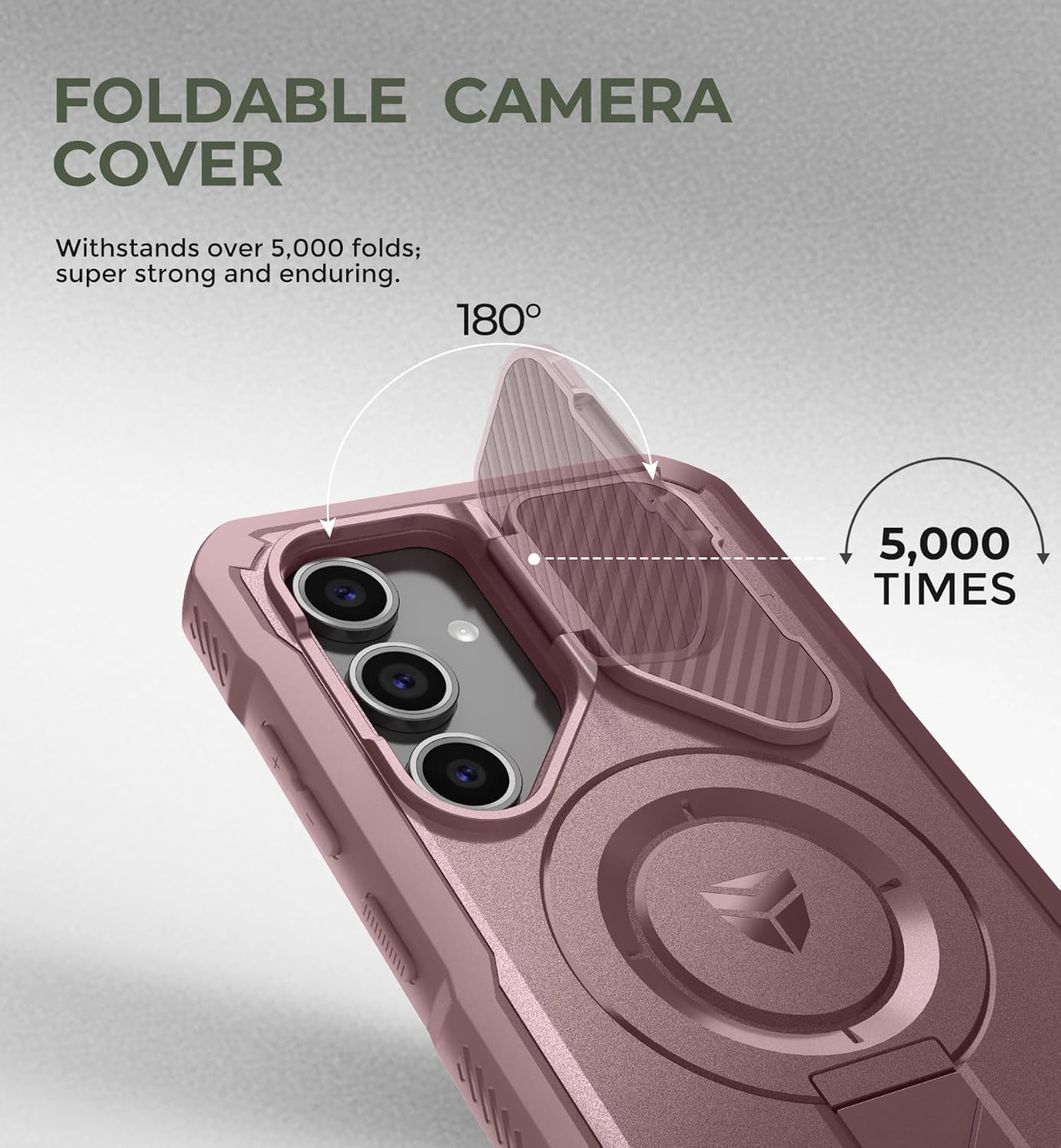 Dexnor for Samsung Galaxy S24 FE Case with Camera Cover & Adjustable Kickstand & Built-in Screen Protector, Magnetic Rugged Shockproof Bumper Cases Heavy-Duty Magnetic Protective Cover,Peony Pink