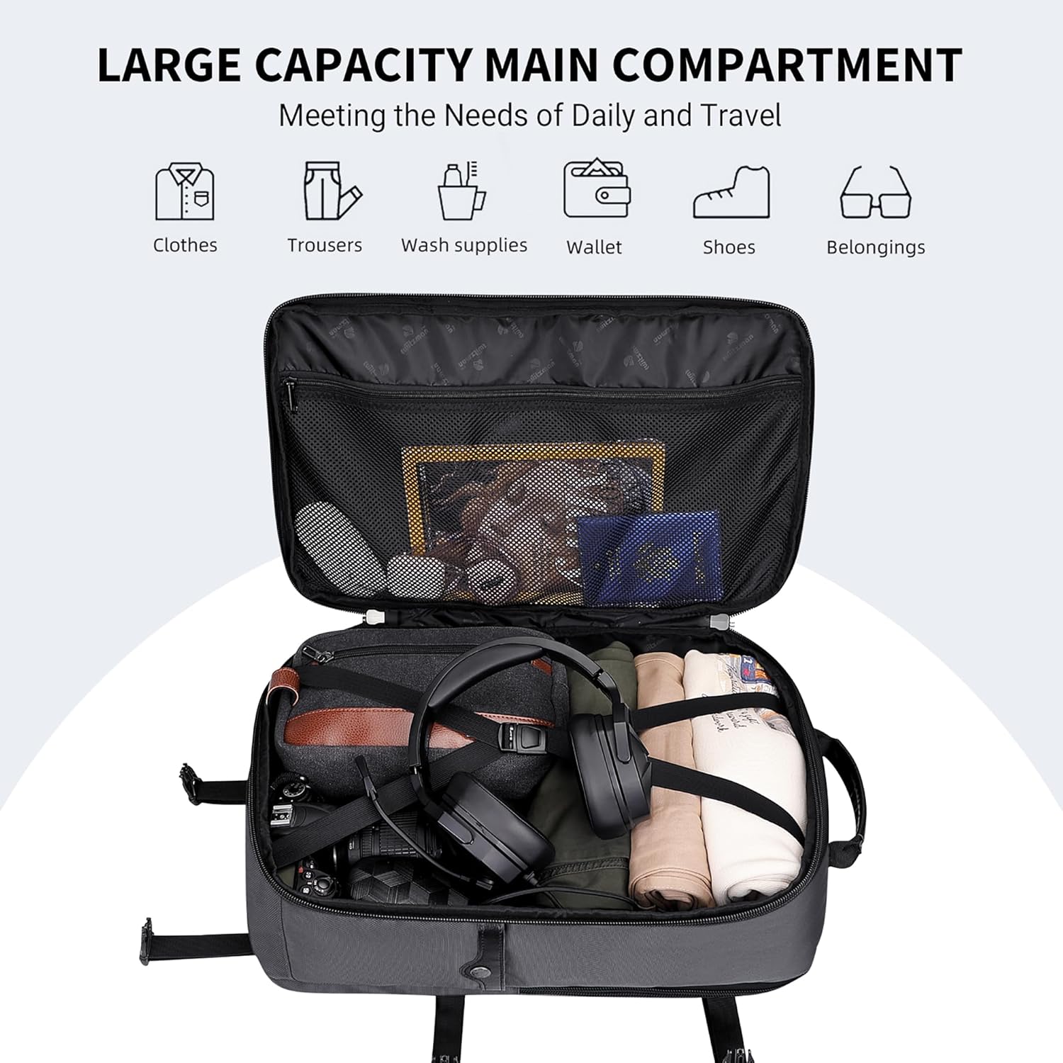 WITZMAN Carry On Travel Backpack for Men Large Convertible 45L Fit 17 Inch Laptop Backpack 3 in 1