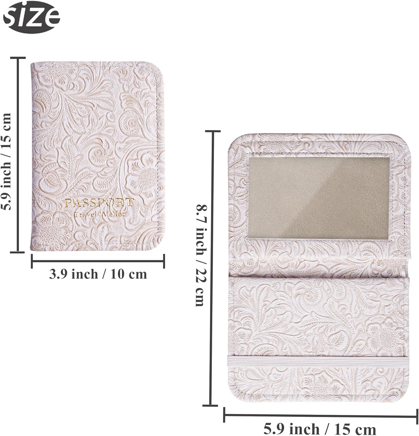 lizimandu Passport Holder with Airtag Slot, Airtag Passport Wallet for Men Women, Slim Leather Passport Holder Case Family for Travel Anti-Lost(1-Carved White)