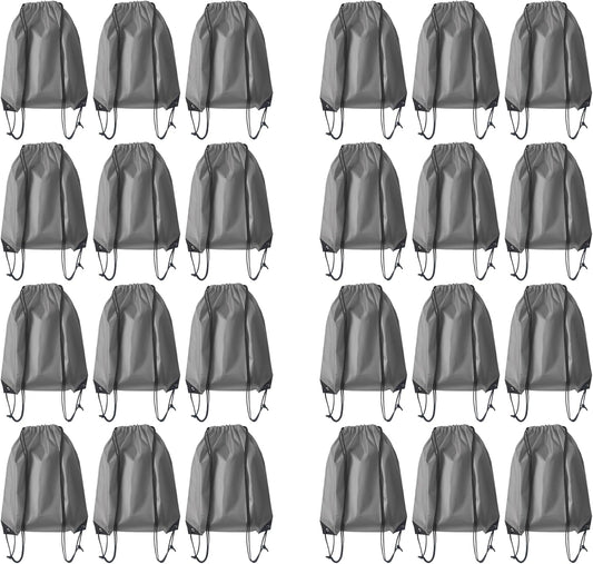Drawstring Backpack Bulk 24Pcs Draw String Backpack Bags DIY Gym Sports Traveling Yoga Cinch Bag Sackpack Drawstring(grey)