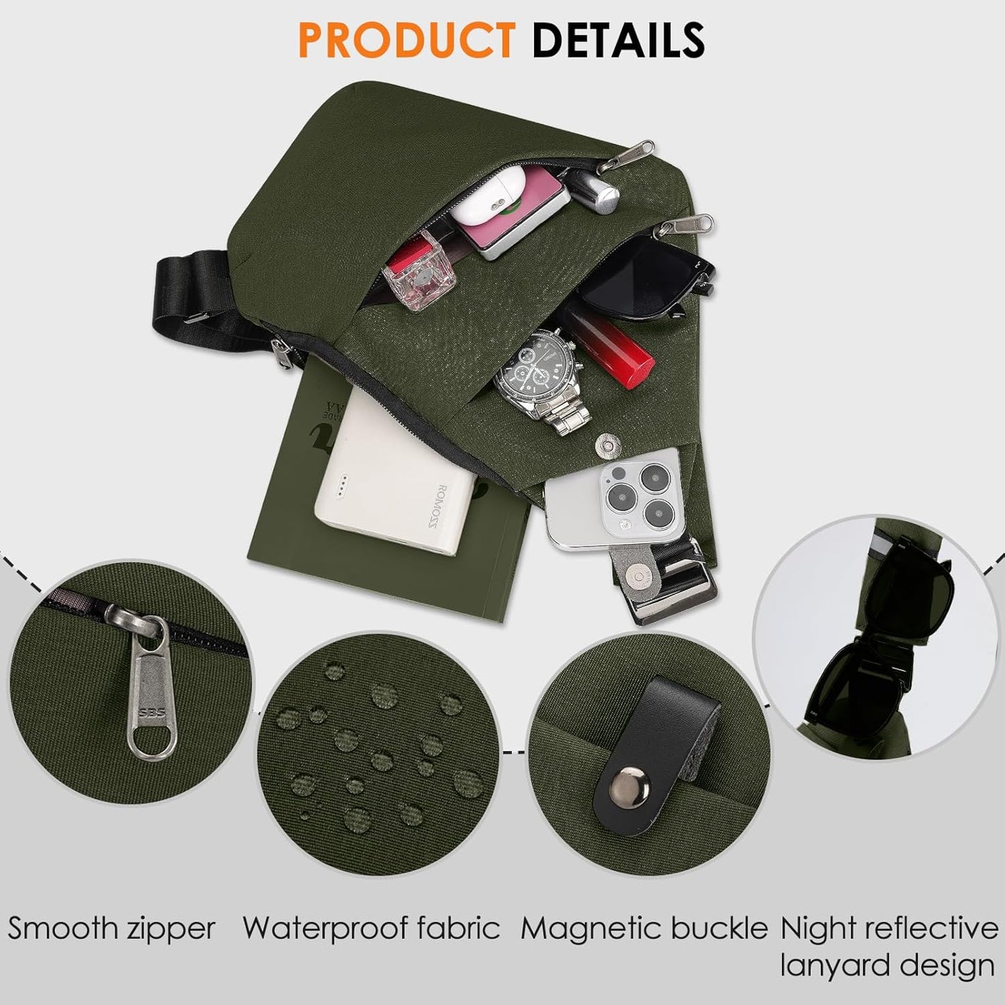 Sling Bag Anti-Theft Crossbody Bag for Women Men Sling Backpack Multipurpose Travel Essentials
