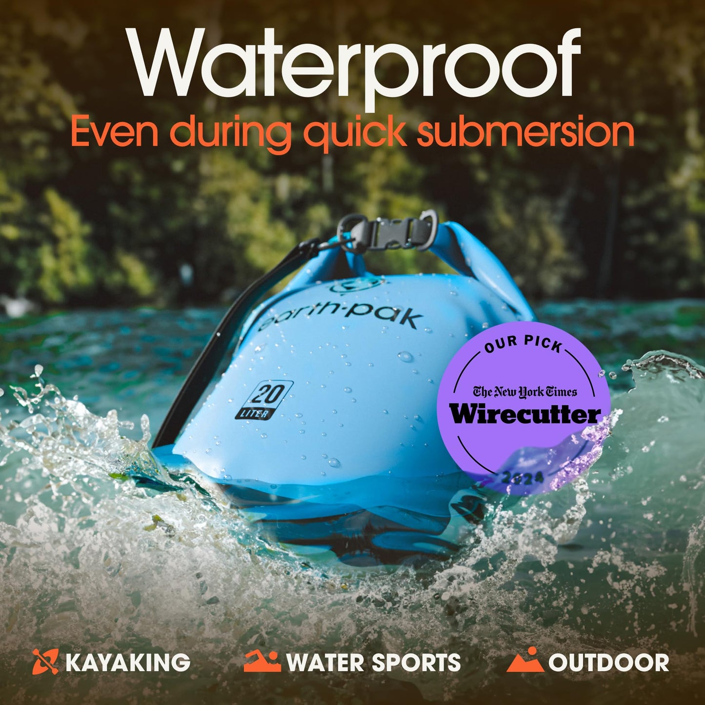Earth Pak 10L Waterproof Dry Bag - Marine Roll Top Dry Sack for Kayaking