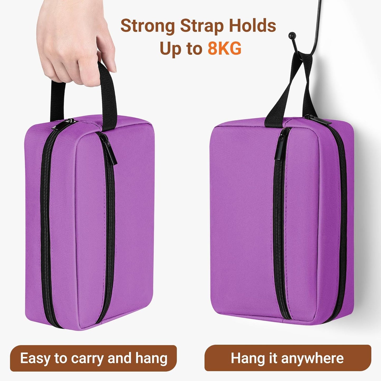 Elviros Travel Toiletry Bag for Women and Men, Lightweight Makeup Bag Hanging Dopp Kit with Shaving Compartment Cosmetic Organizer Small Tool Bag Travel Essentials Gift for Women, Grape Purple