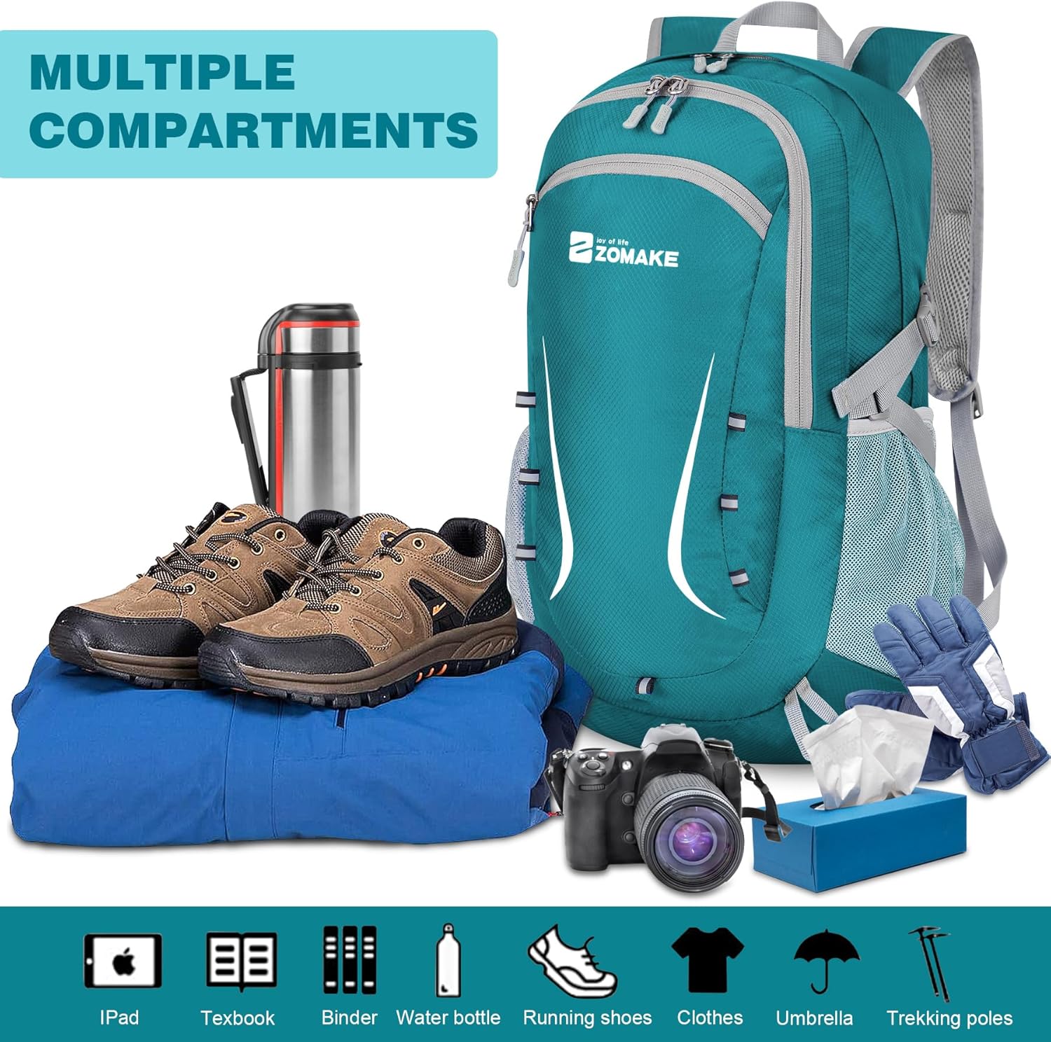 ZOMAKE Lightweight Packable Backpack 35L, Foldable Backpacks Water Resistant Collapsible Light