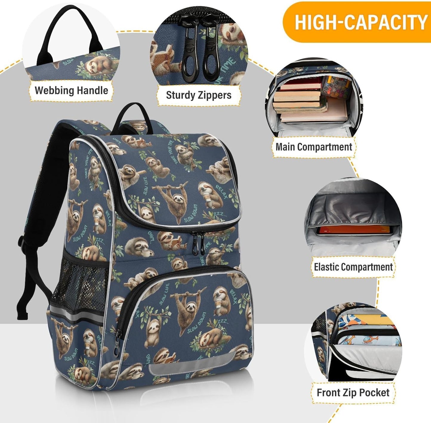 Sloths Cute Backpack For Girls Kids Backpack Boys Teen School Bag Bookbag Travel Daypacks