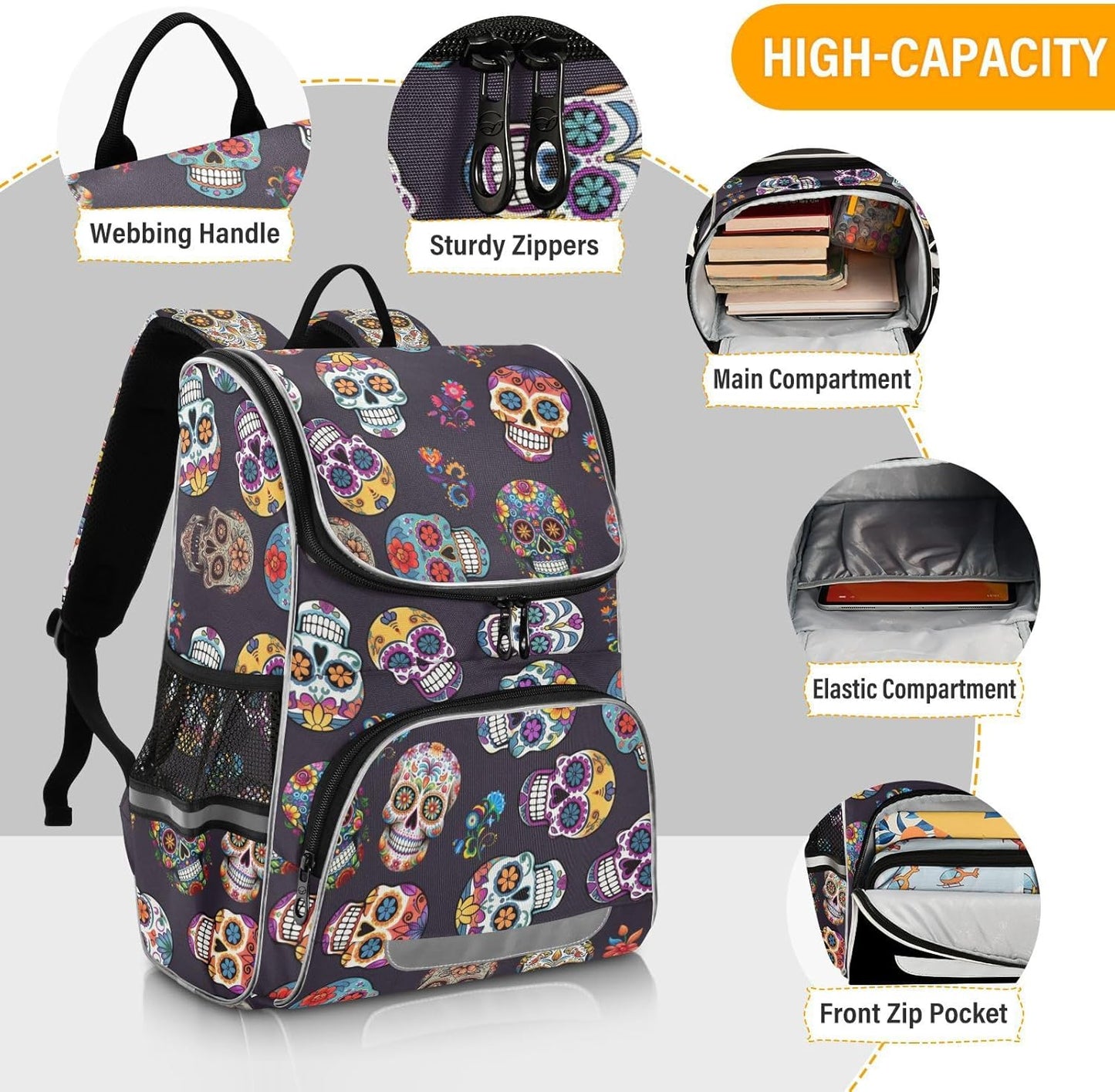 Mexico Sugar Skull Cute Backpack For Girls Kids Backpack Boys Teen School Bag Bookbag Travel Daypacks